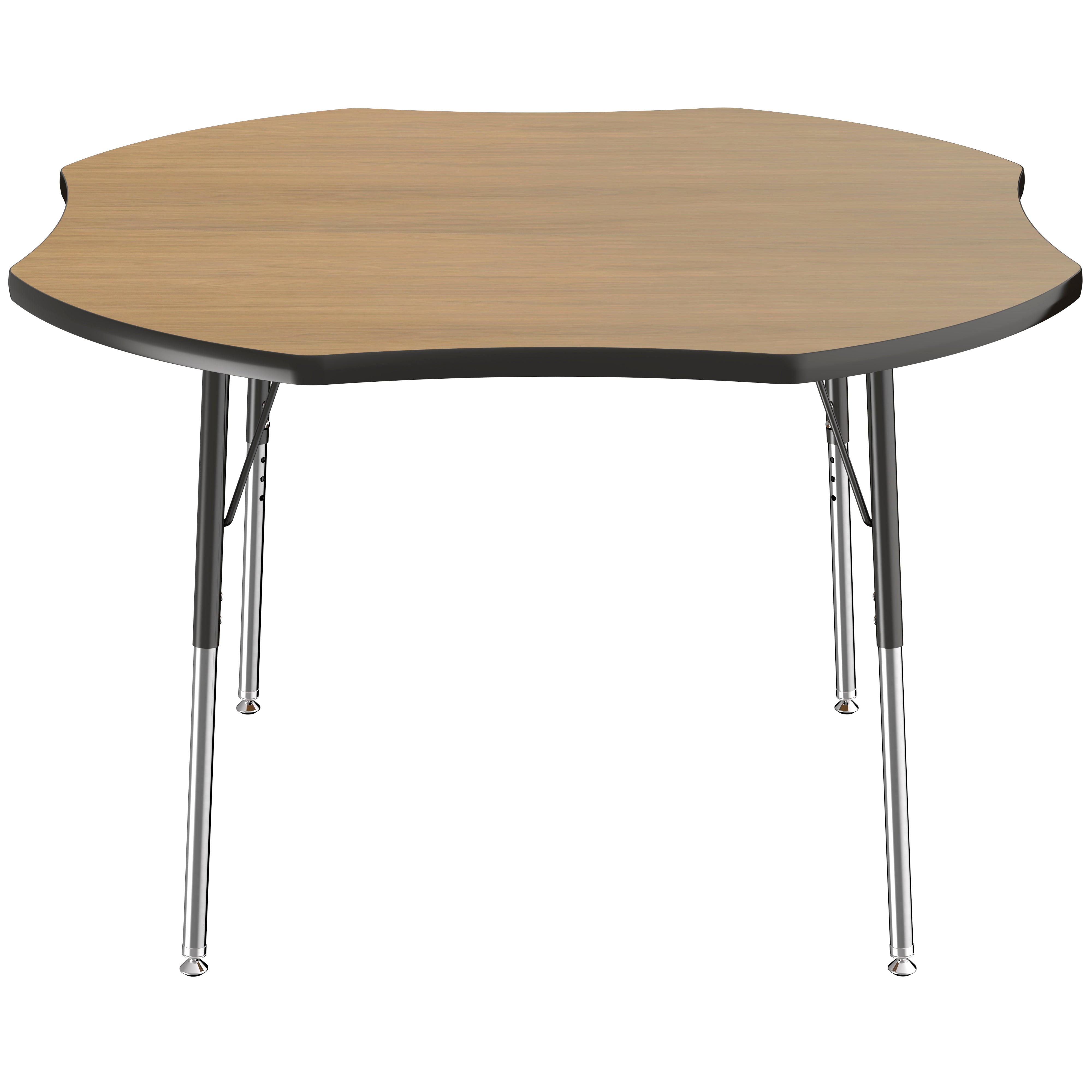 48" x 48" Clover T-Molding Activity Table with Adjustable Standard Swivel Glide Legs - Pasadena Oak/Black