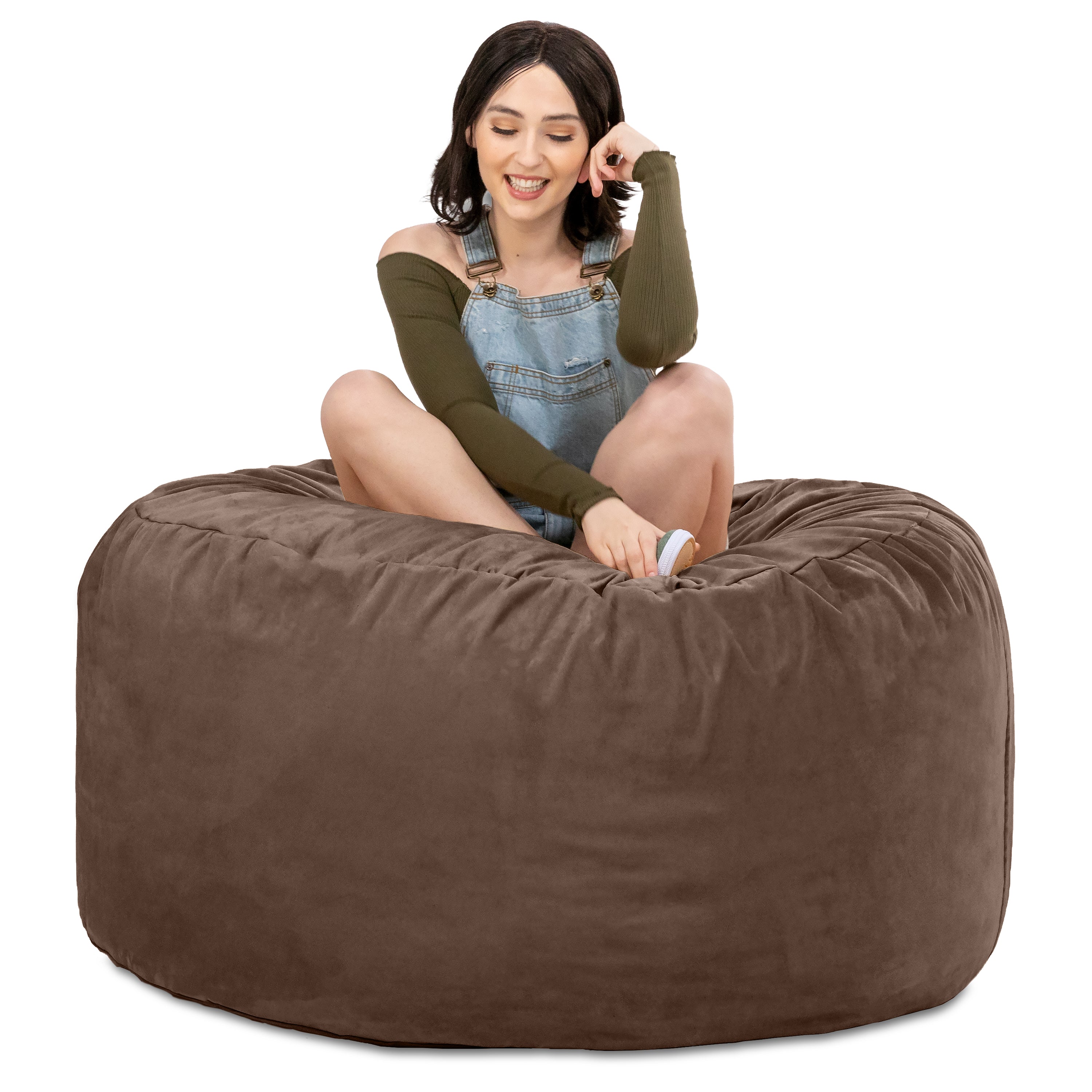 Jaxx 4 ft Round Bean Bag Chair for Adults, Chocolate