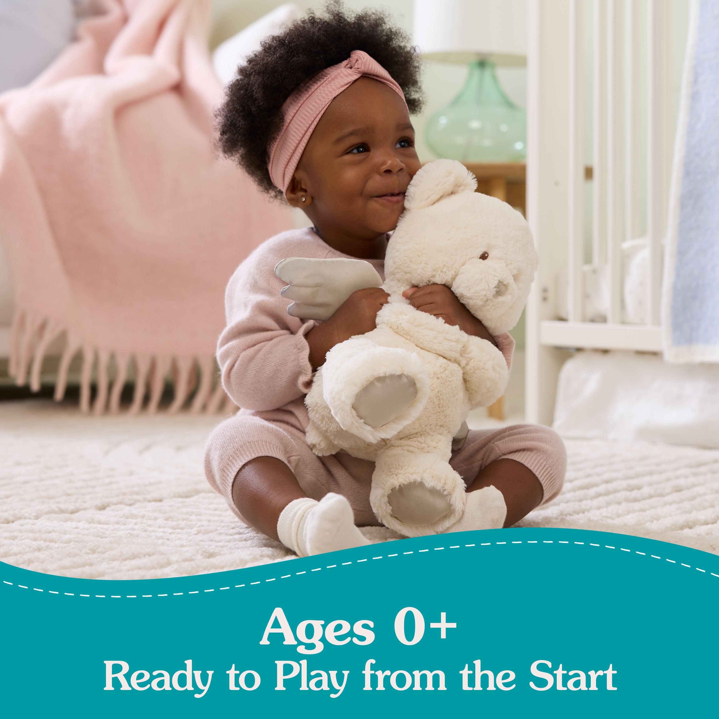 GUND Baby Angel Bear with Wings, Spiritual Teddy Bear with Chime Sound, Sensory Toy for Babies and Newborns, White, 9”