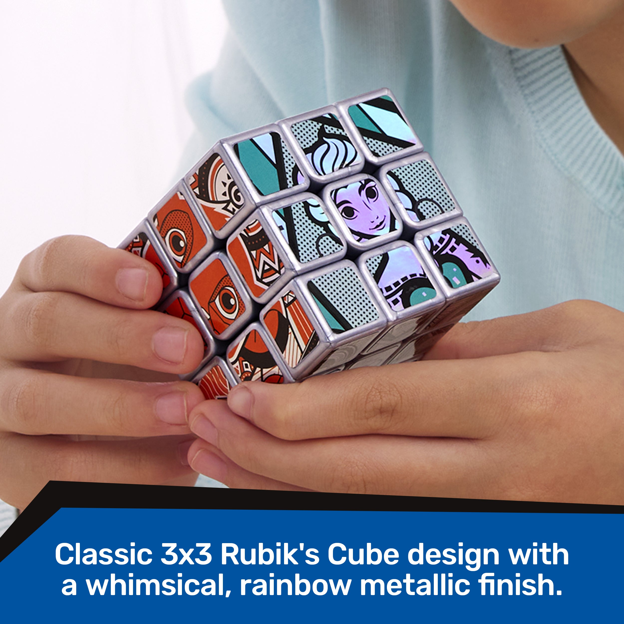 Rubik’s Cube, Disney 100th Anniversary Metallic Platinum 3x3 Cube, Disney Toy, Problem-Solving Brain Teaser, Classic Color-Matching Puzzle, Fidget Toy, Sensory Puzzle for Ages 8 & Up