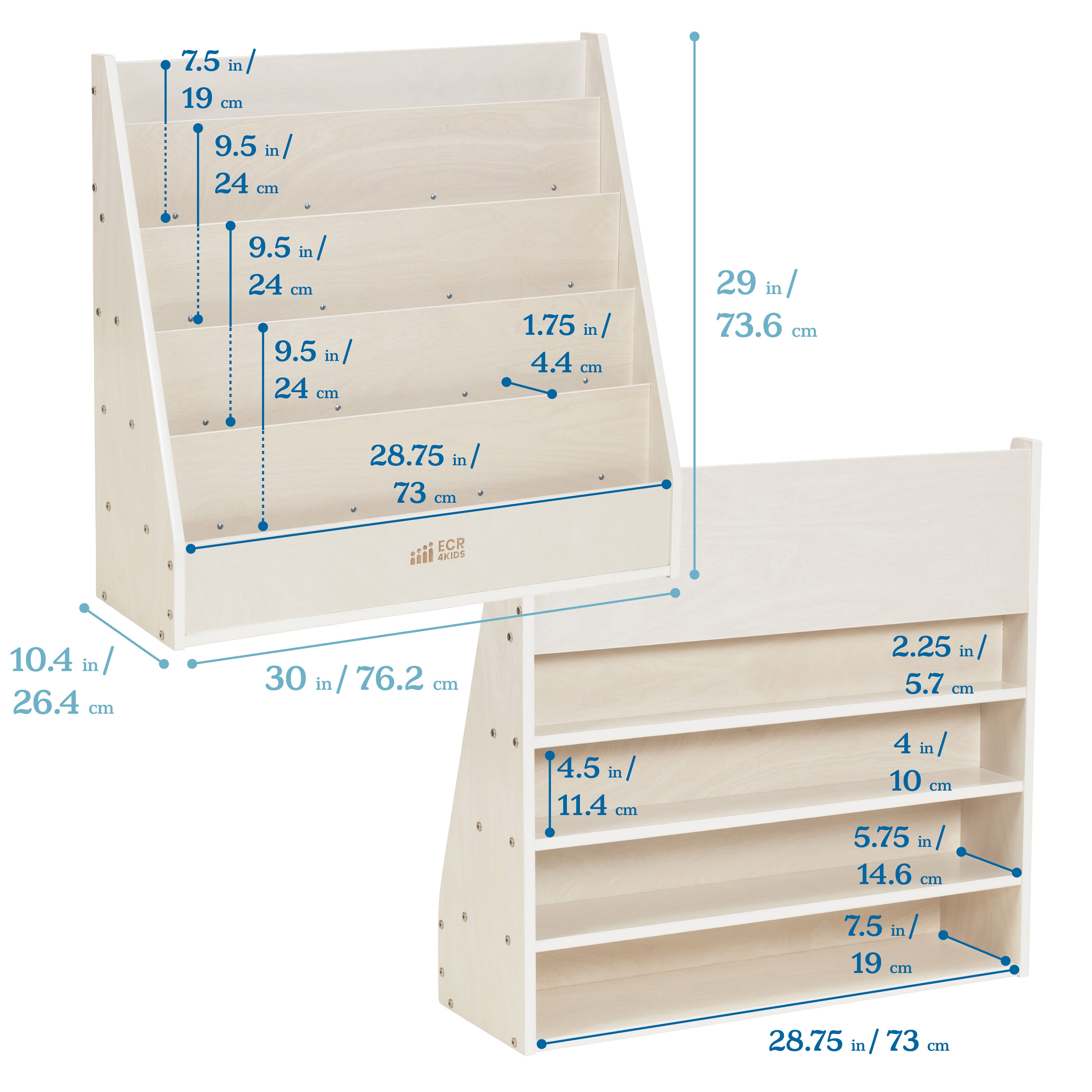 Streamline Single-Sided Book Display - White Wash