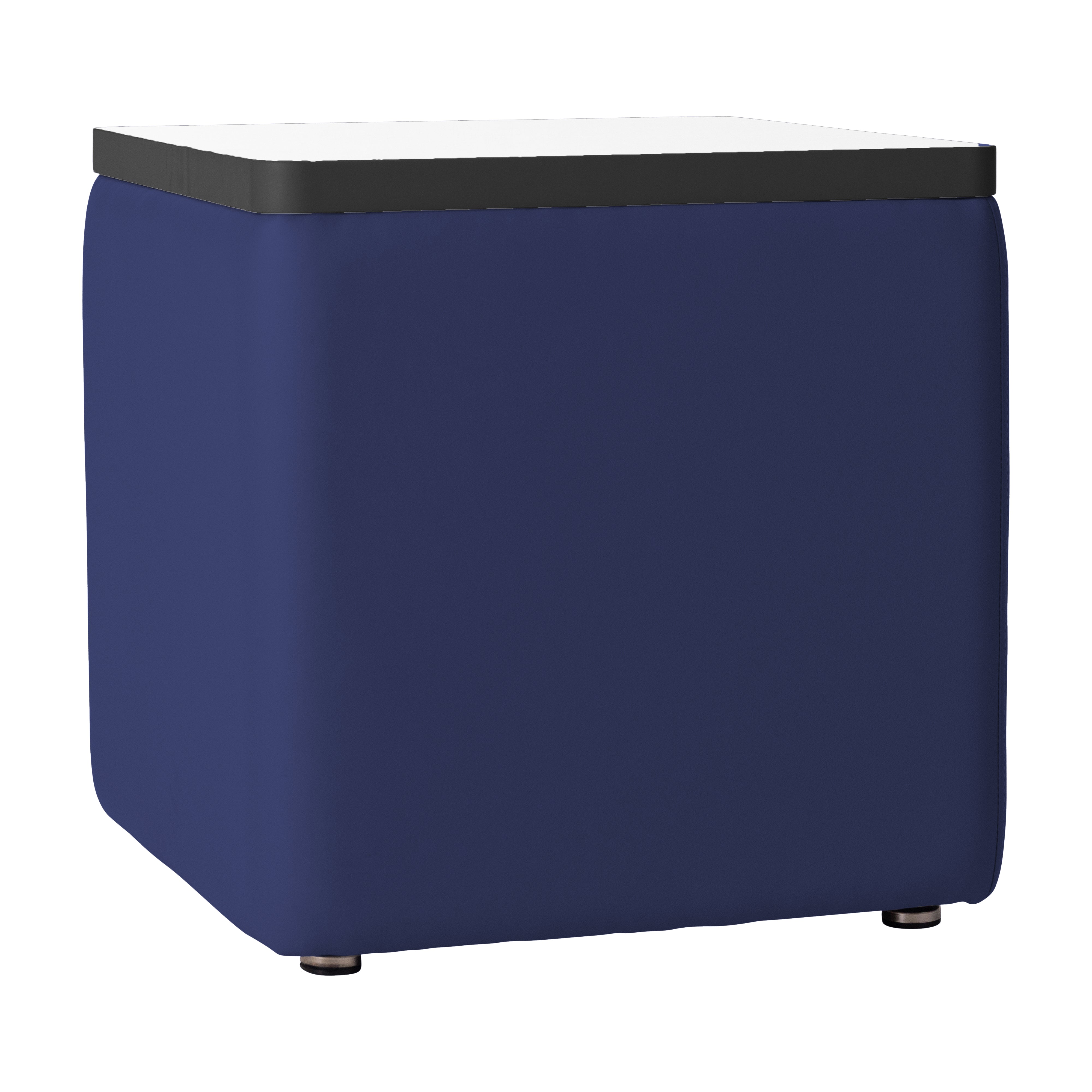 Pro Series Upholstered 18" x 18" Square Dry-Erase Ottoman Table 18" Height - Navy/Whiteboard