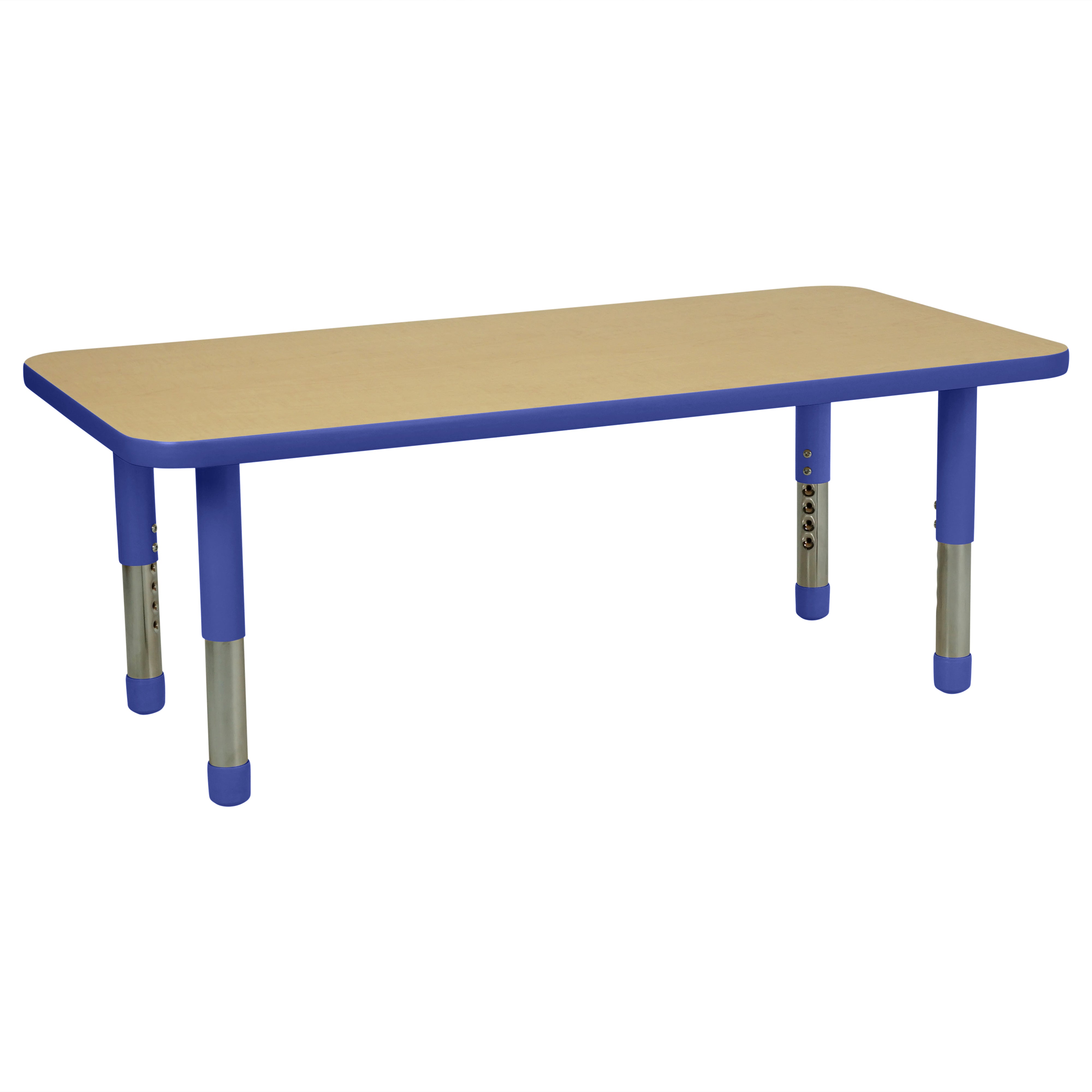 24" x 48" Rectangle T-Molding Activity Table with Adjustable Tiny Tot Legs - Maple/Blue