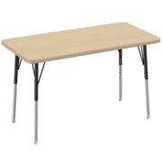 24" x 48" Rectangle Thermofused Activity Table with Adjustable Standard Swivel Glide Legs - Maple/Maple/Black