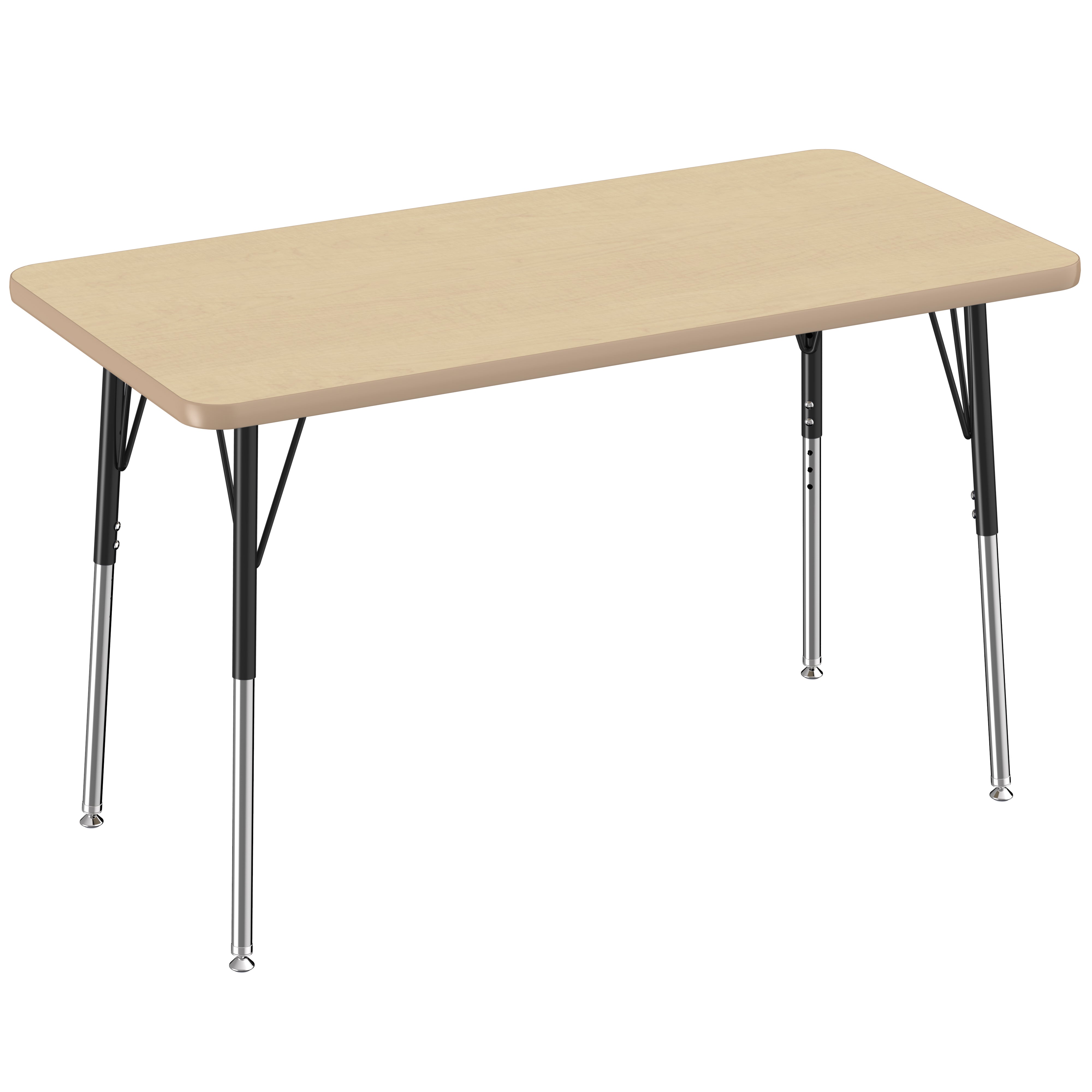 24" x 48" Rectangle Thermofused Activity Table with Adjustable Standard Swivel Glide Legs - Maple/Maple/Black
