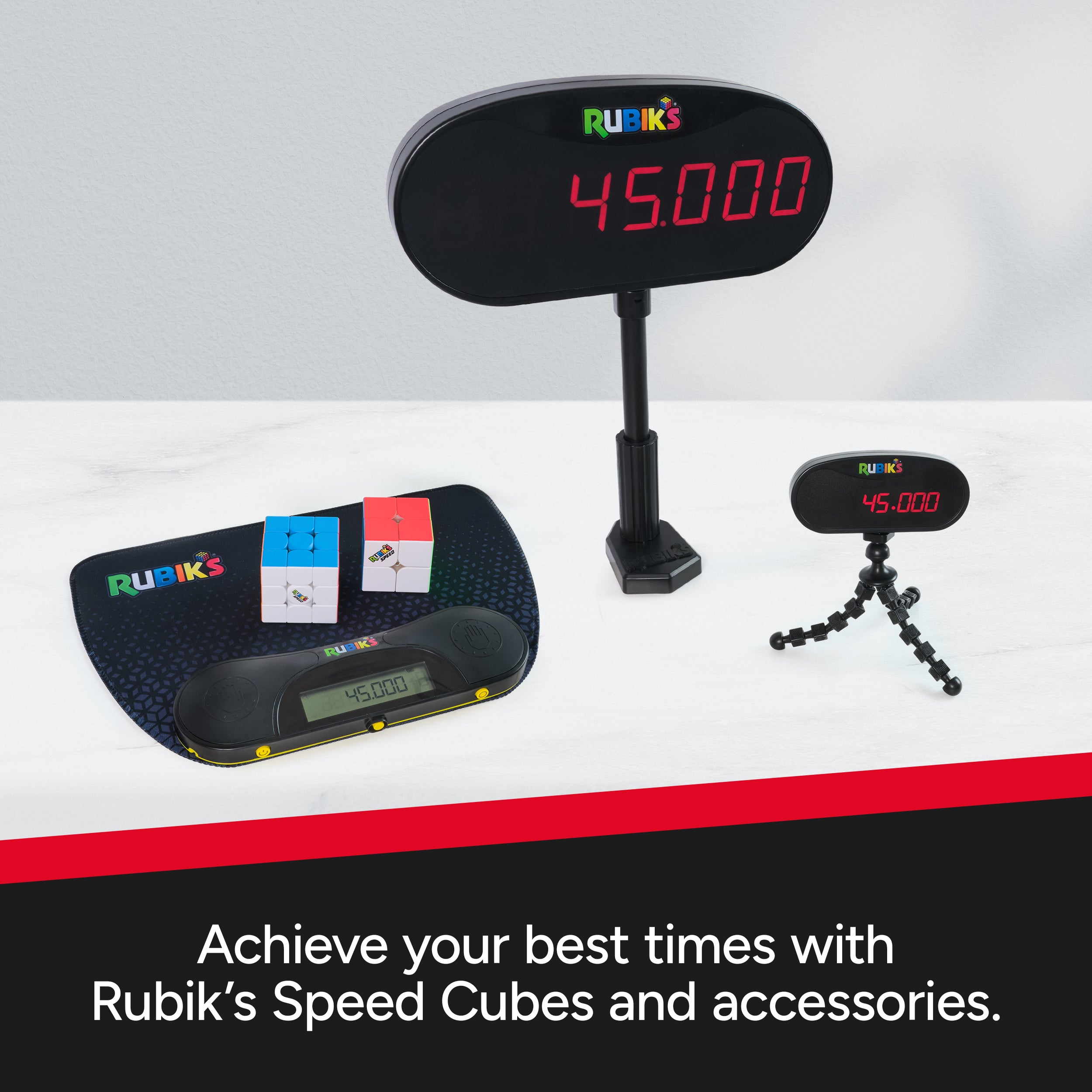 Rubik’s Cube, Mini Timer Display & Stand, Includes Case, Clear Display Device & Adjustable Stand for At-Home Speedcubing Practice, Brain Teaser Puzzle for Adults, Fidget Toy for Kids, Ages 8 & Up