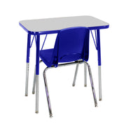 18" x 30" Rectangle T-Molding Activity Table with Standard Legs and 18" Stack Chair with Swivel Glides - Gray/Blue
