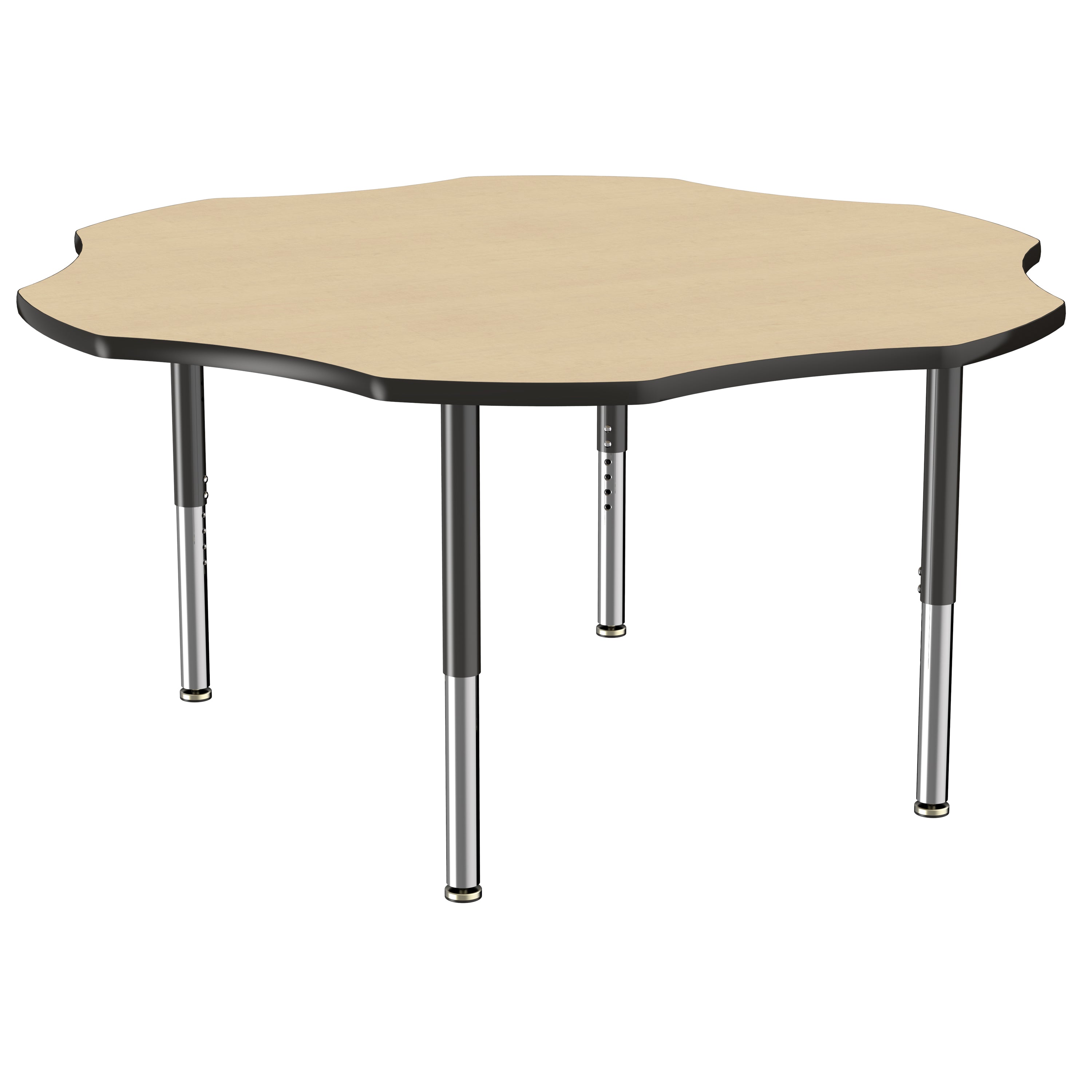 60" x 60" Flower T-Molding Activity Table with Adjustable Super Legs - Maple/Black
