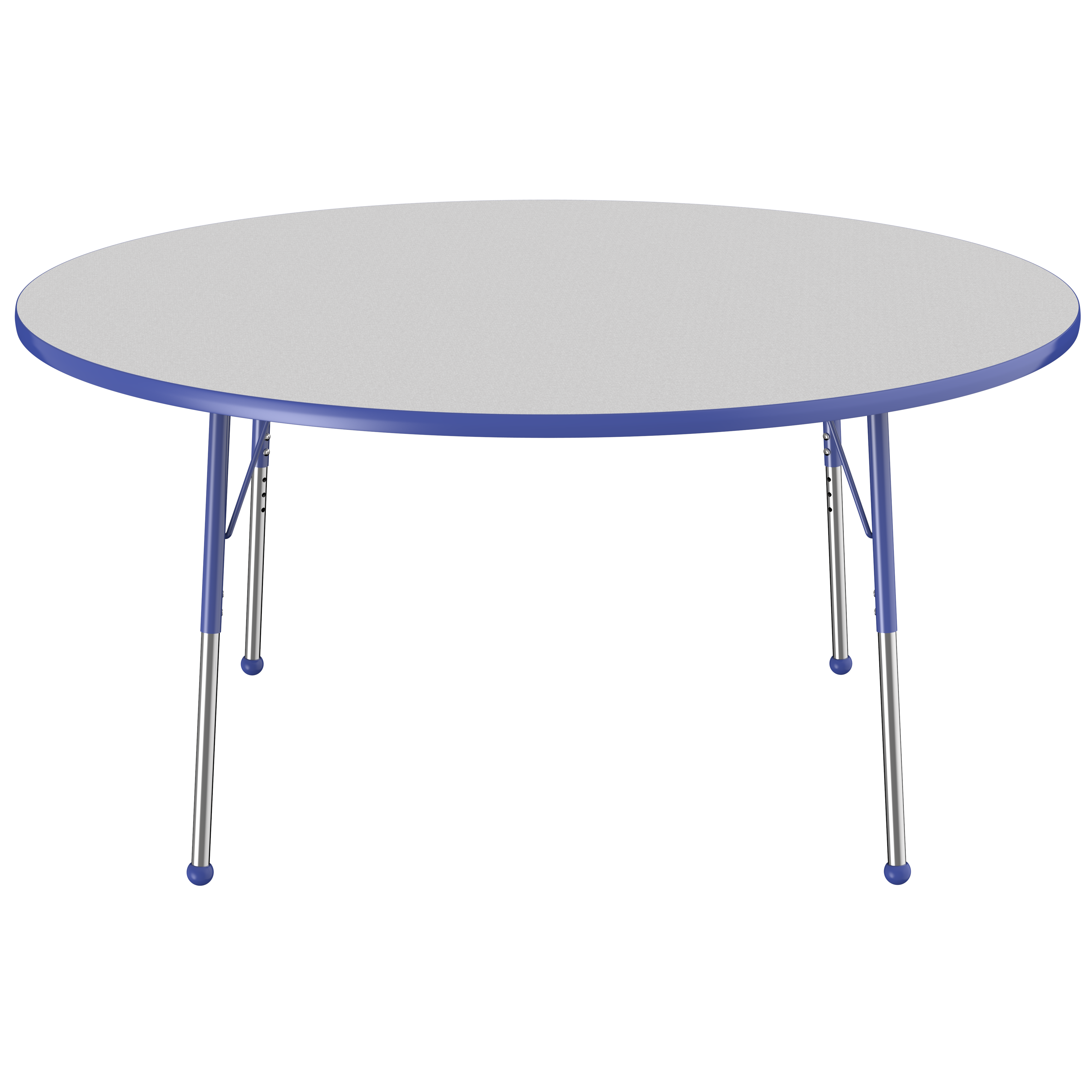 60" Round T-Molding Activity Table with Adjustable Standard Ball Glide Legs - Gray/Blue