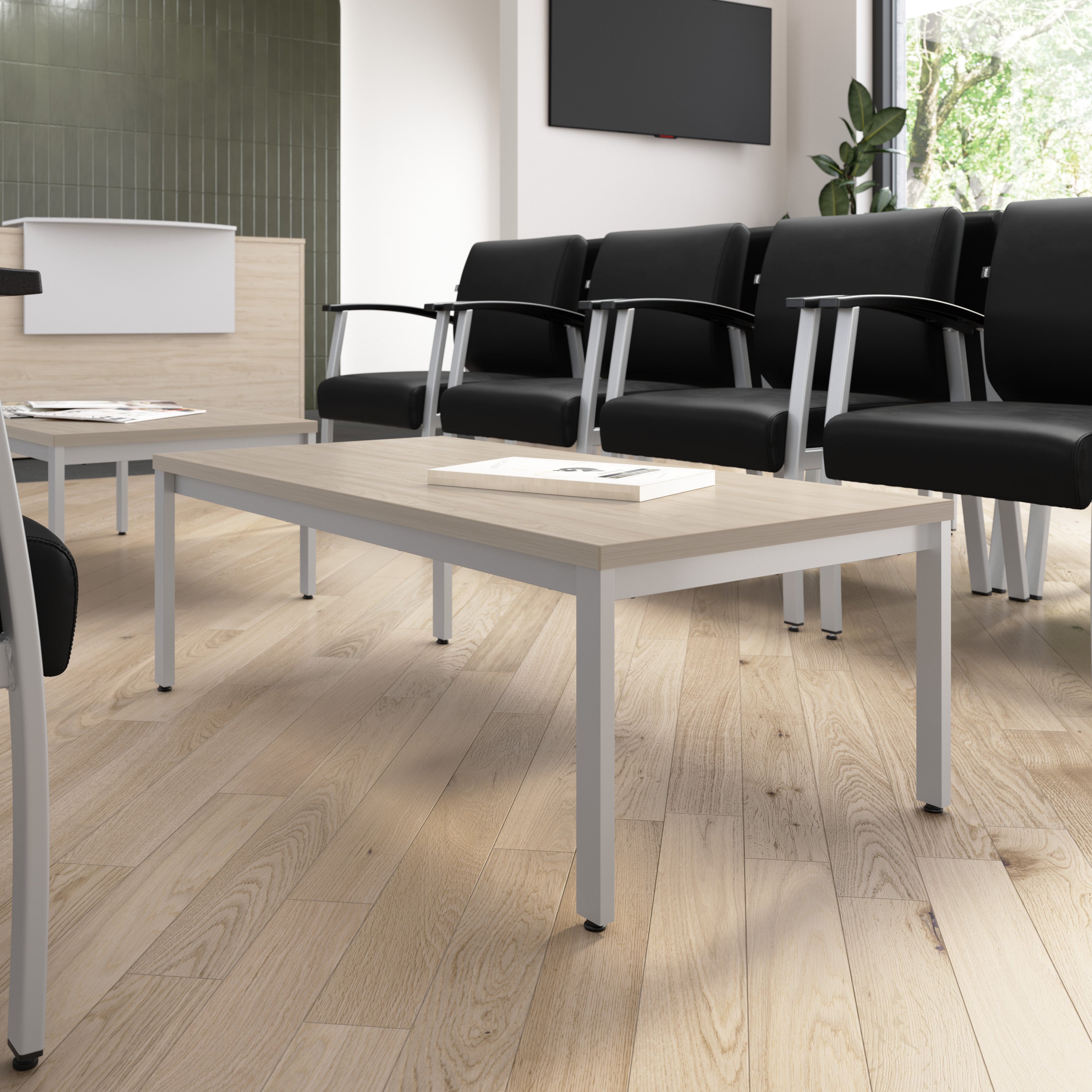 Bush Business Furniture Arrive Waiting Room Coffee Table in Natural Elm - 47.6" Width x 23.35" Depth x 15.85" Height