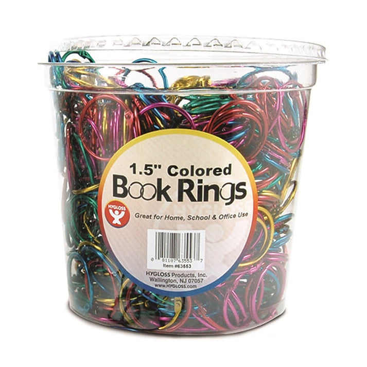 Book Rings in Counter Display - Assorted Metallic Colors, 250 Rings, 1 1/2"