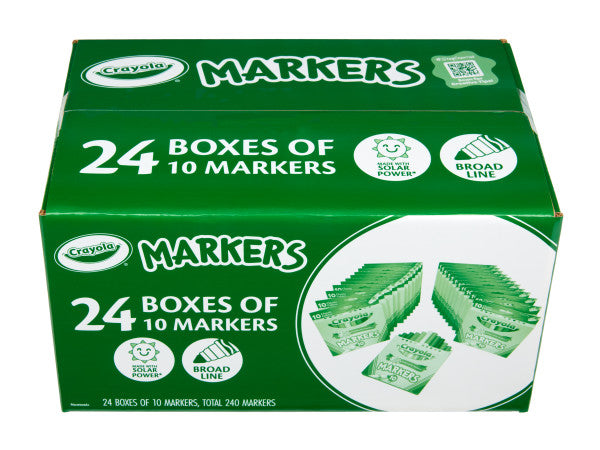 Crayola Bulk Markers for Kids (24pk), Broad Line Markers for School, Coloring Book Markers, Classroom Supplies For Teachers, 10 Colors