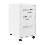 Bush Business Furniture Hustle 3 Drawer Rolling File Cabinet with Lock in White - Assembled - 15.67" Width x 19.69" Depth x 27.36" Height