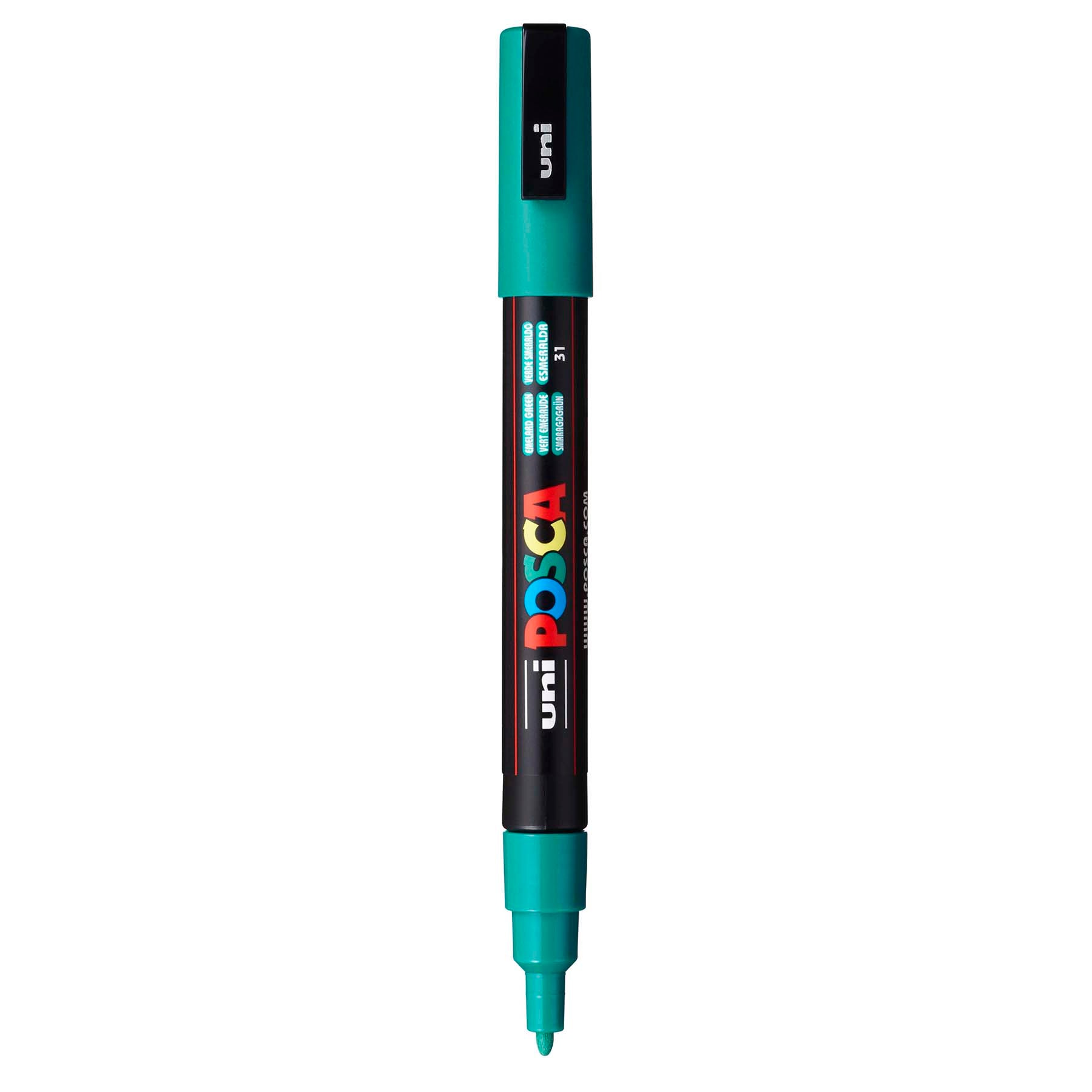 uni® POSCA PC-3M Water-Based Paint Markers, Reversible Fine Tip (0.9-1.3mm), Emerald Green