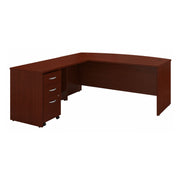 Bush Business Furniture Series C 72W Bow Front L Shaped Desk with 48W Return and Mobile File Cabinet in Mahogany - 71.1" Width x 83.74" Depth x 29.84" Height