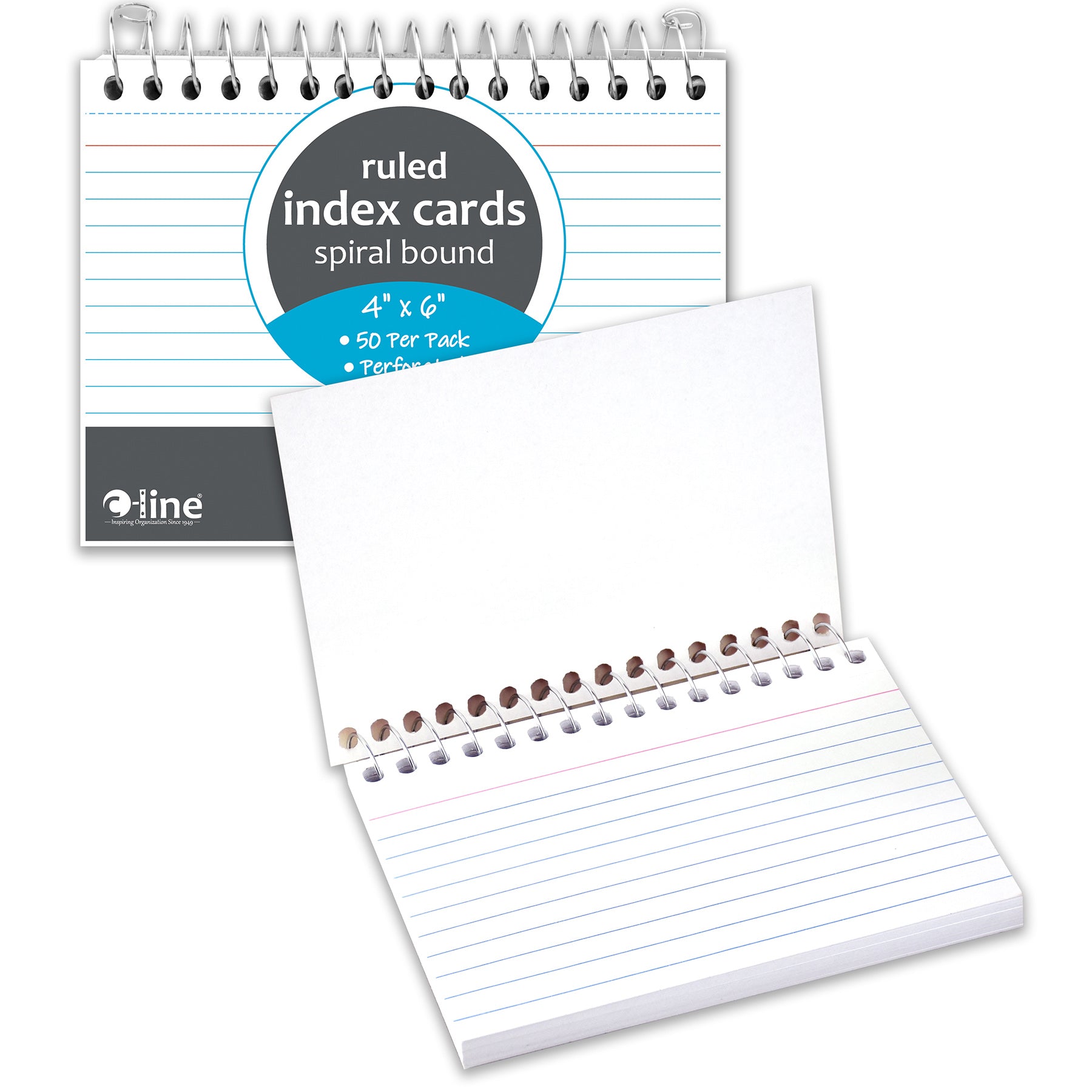 Spiral Bound Index Card Notebook, 4" x 6", Ruled