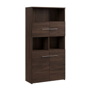 Bush Business Furniture Office 500 5 Shelf Bookcase with Doors in Black Walnut - 35.67" Width x 15.35" Depth x 70.08" Height