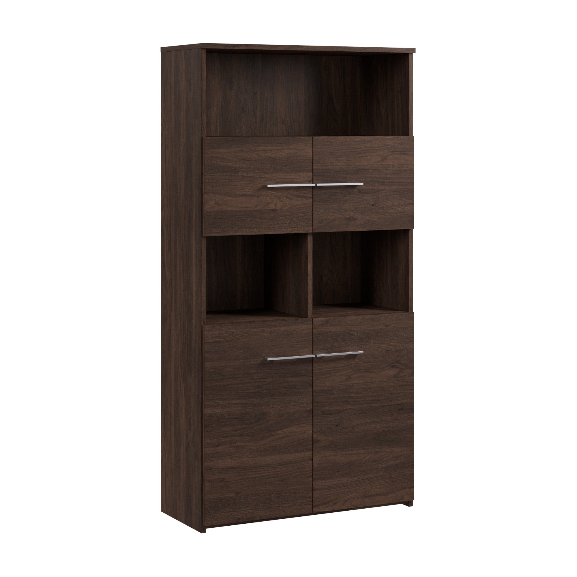 Bush Business Furniture Office 500 5 Shelf Bookcase with Doors in Black Walnut - 35.67" Width x 15.35" Depth x 70.08" Height