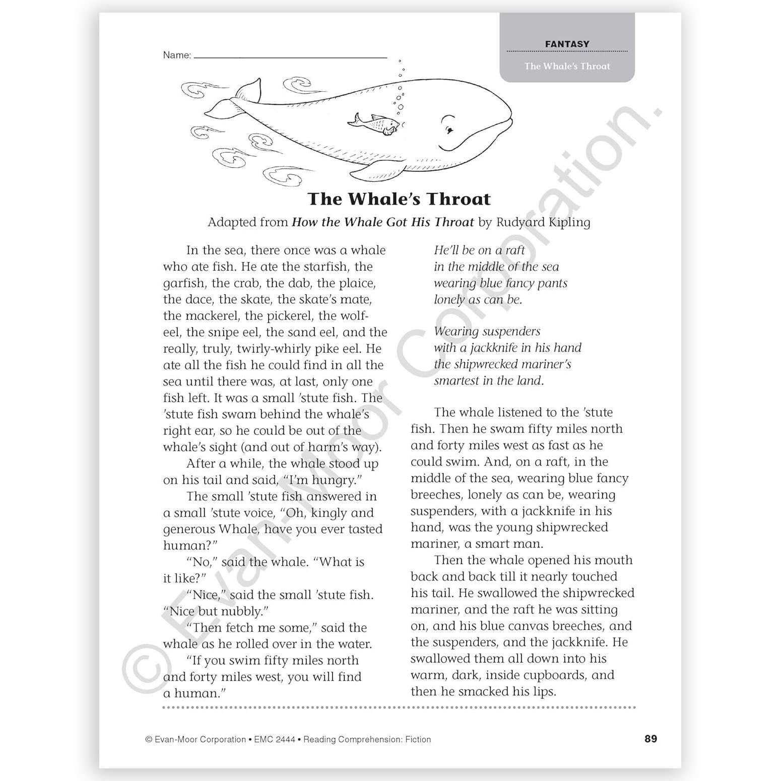 Reading Comprehension: Fiction, Grade 4