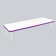 30" x 72" Rectangle Thermofused Activity Table with Adjustable Standard Swivel Glide Legs - White/Eggplant/White