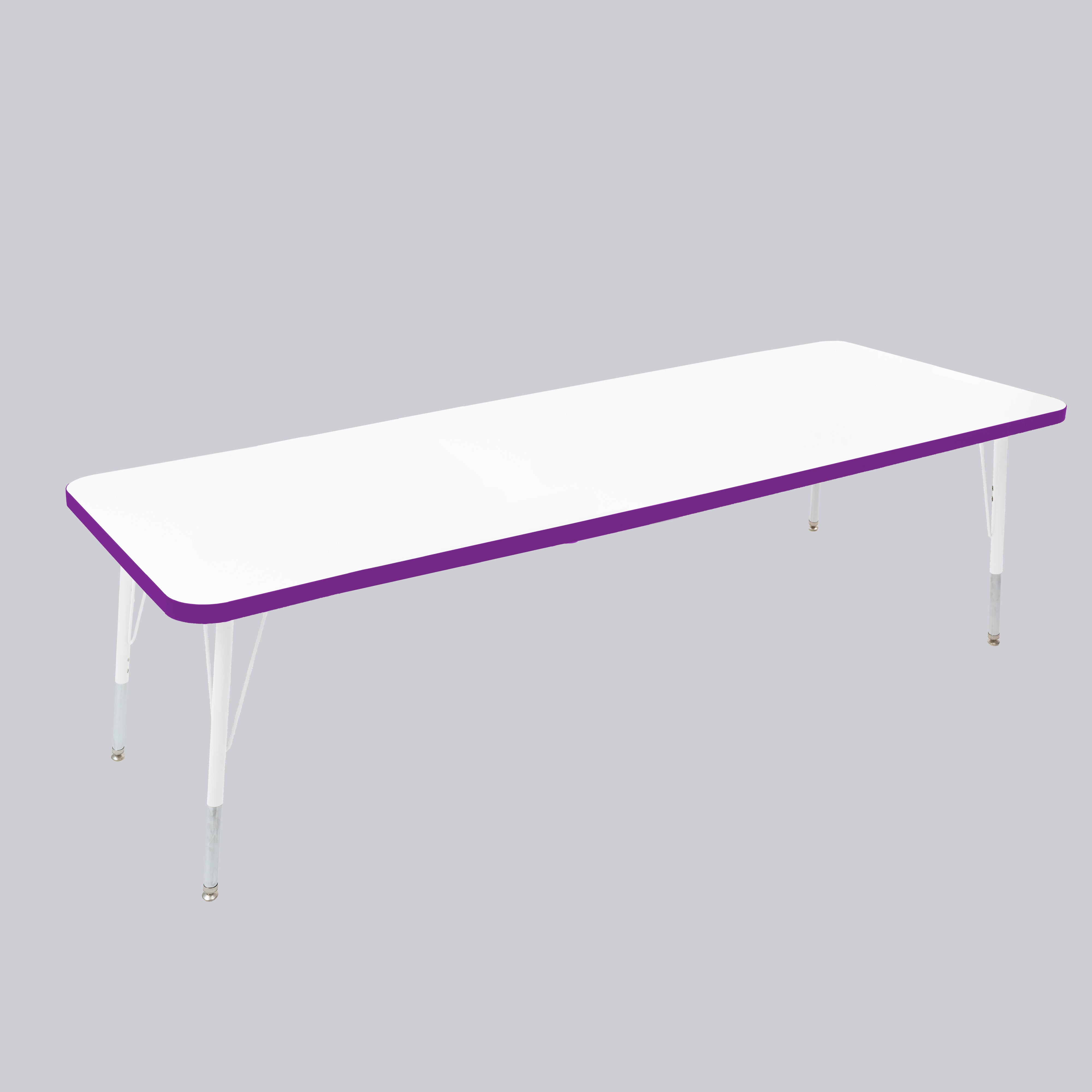 30" x 72" Rectangle Thermofused Activity Table with Adjustable Standard Swivel Glide Legs - White/Eggplant/White