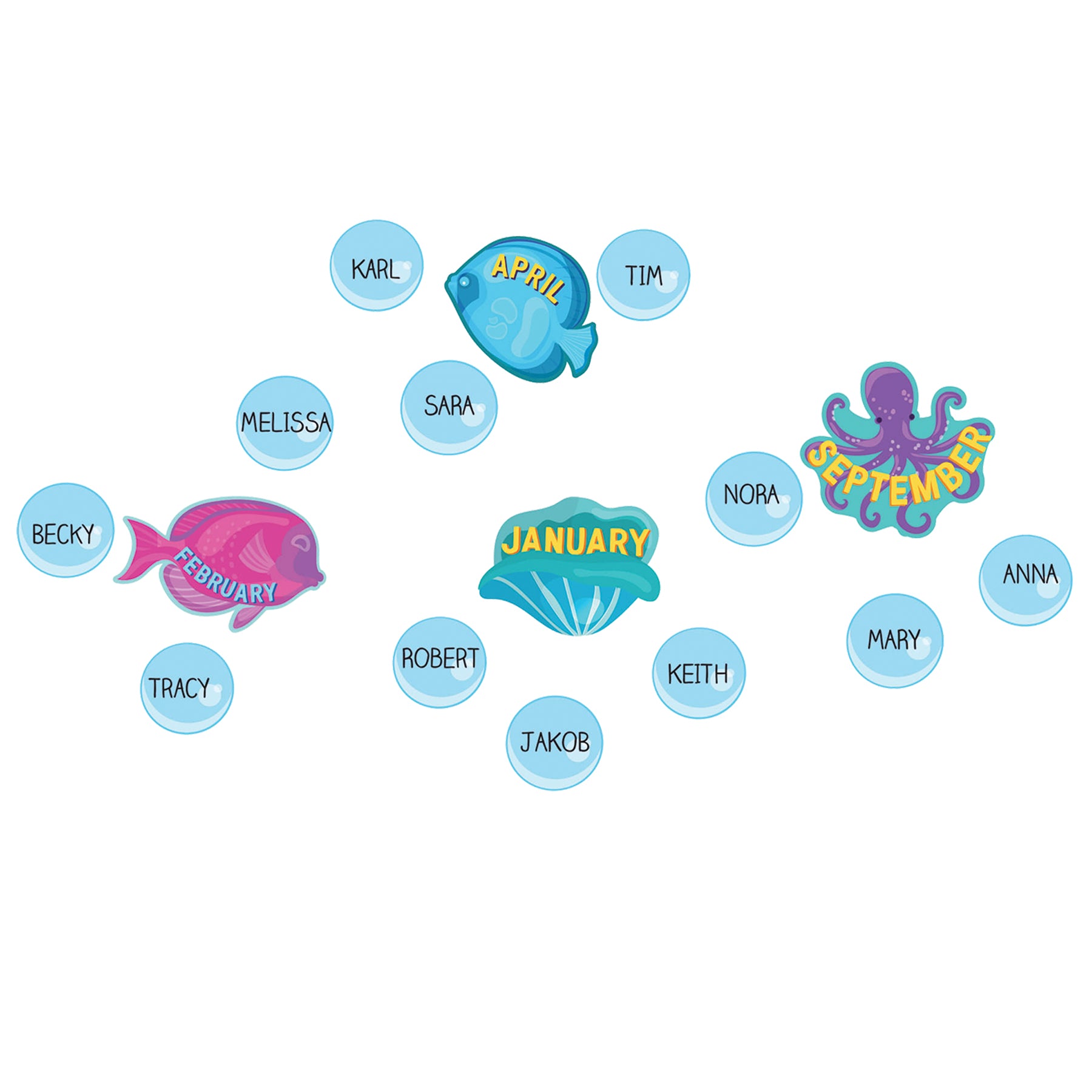 Seas the Day Let's Shell-ebrate Mini Bulletin Board Set, 46 Pieces