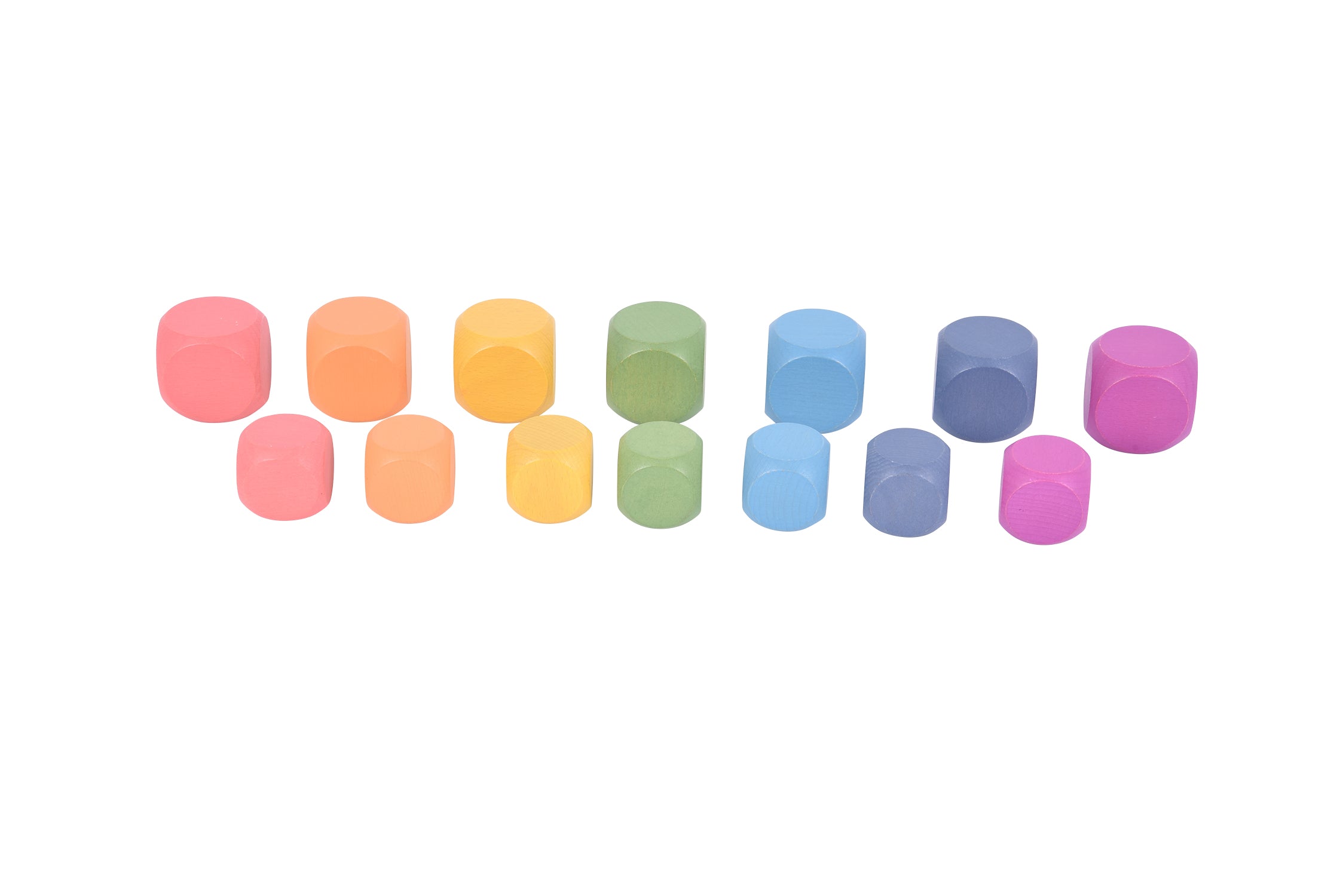 Rainbow Wooden Cubes - Set of 14