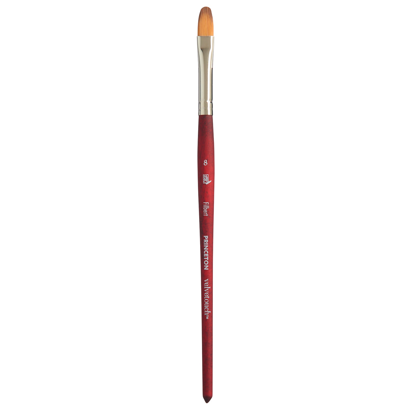 Velvetouch Filbert Brush, Synthetic Bristles, Short Handle Mixed Media Paintbrush, Scarlet, Size 8, 1 Count