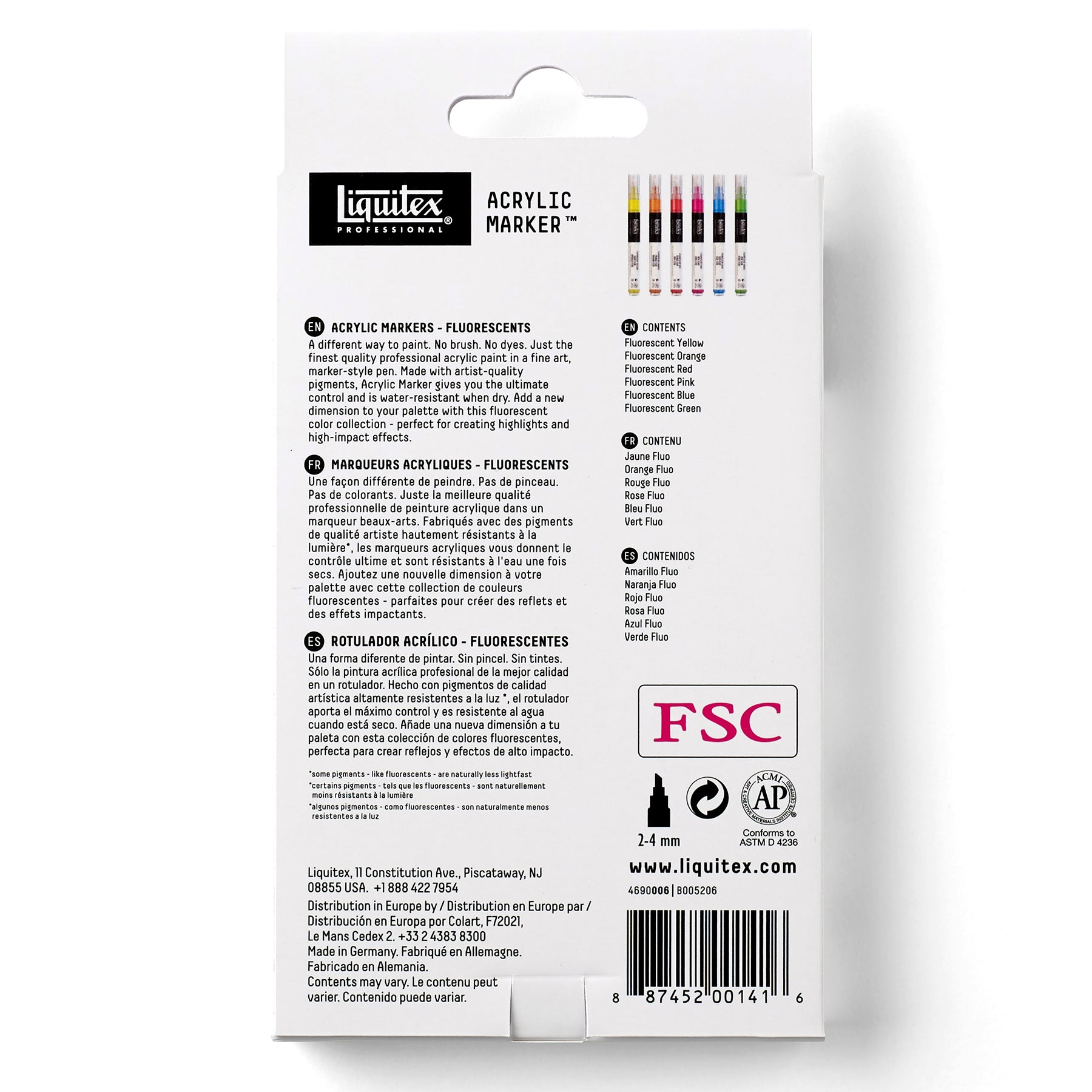 LQ Paint Marker Fine 6 Set - Fluorescents