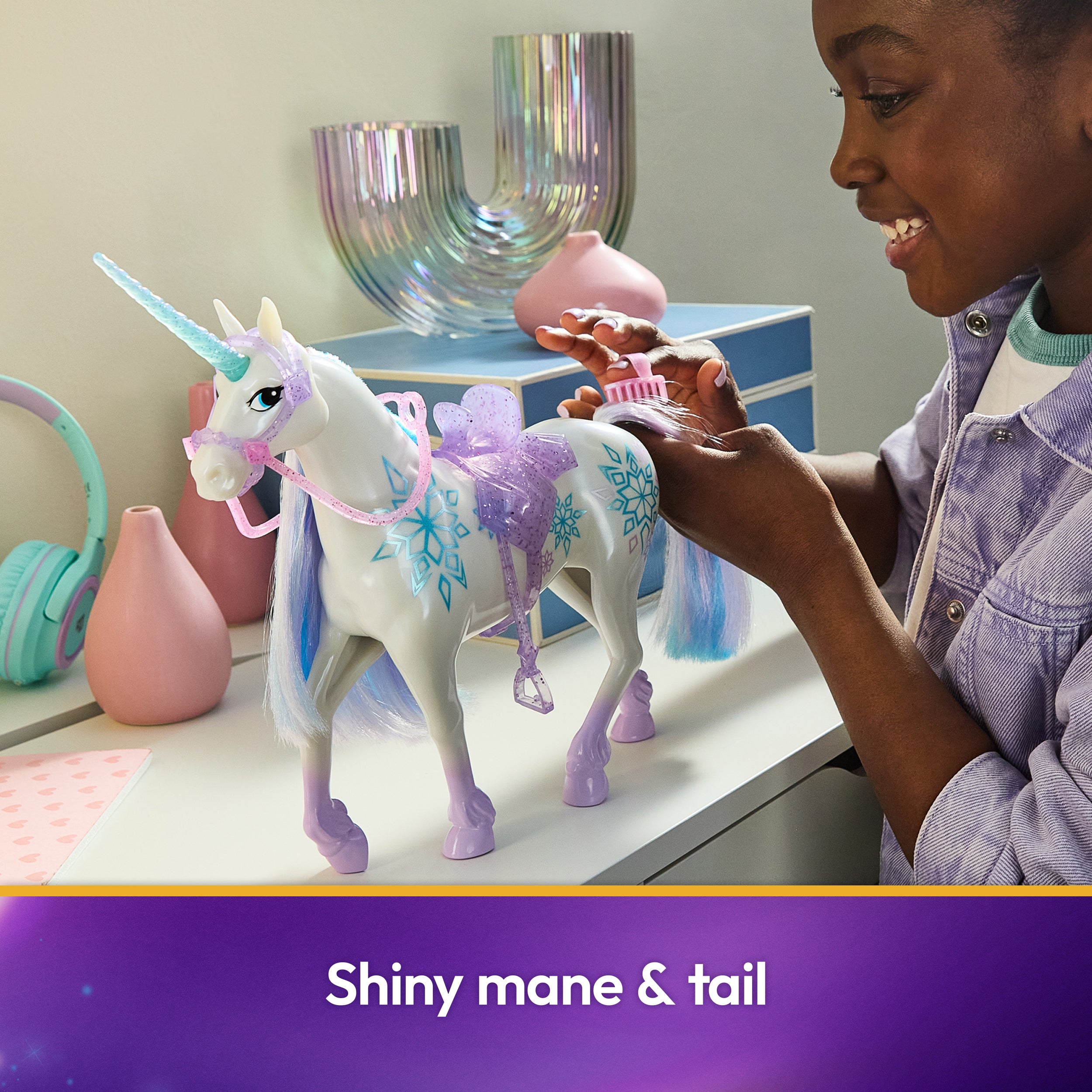 Unicorn Academy, Power of Friendship Glacier with Translucent Saddle & Bridle, 11”, Dolls & Unicorn Toys for Girls Ages 4 and up