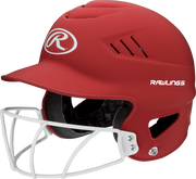 Rawlings Coolflo Highlighter Osfm Batting Helmet With Softball Face Guard - Scarlet
