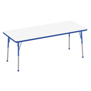 30" x 72" Rectangle Dry-Erase Activity Table with Adjustable Standard Ball Glide Legs - Whiteboard/Blue