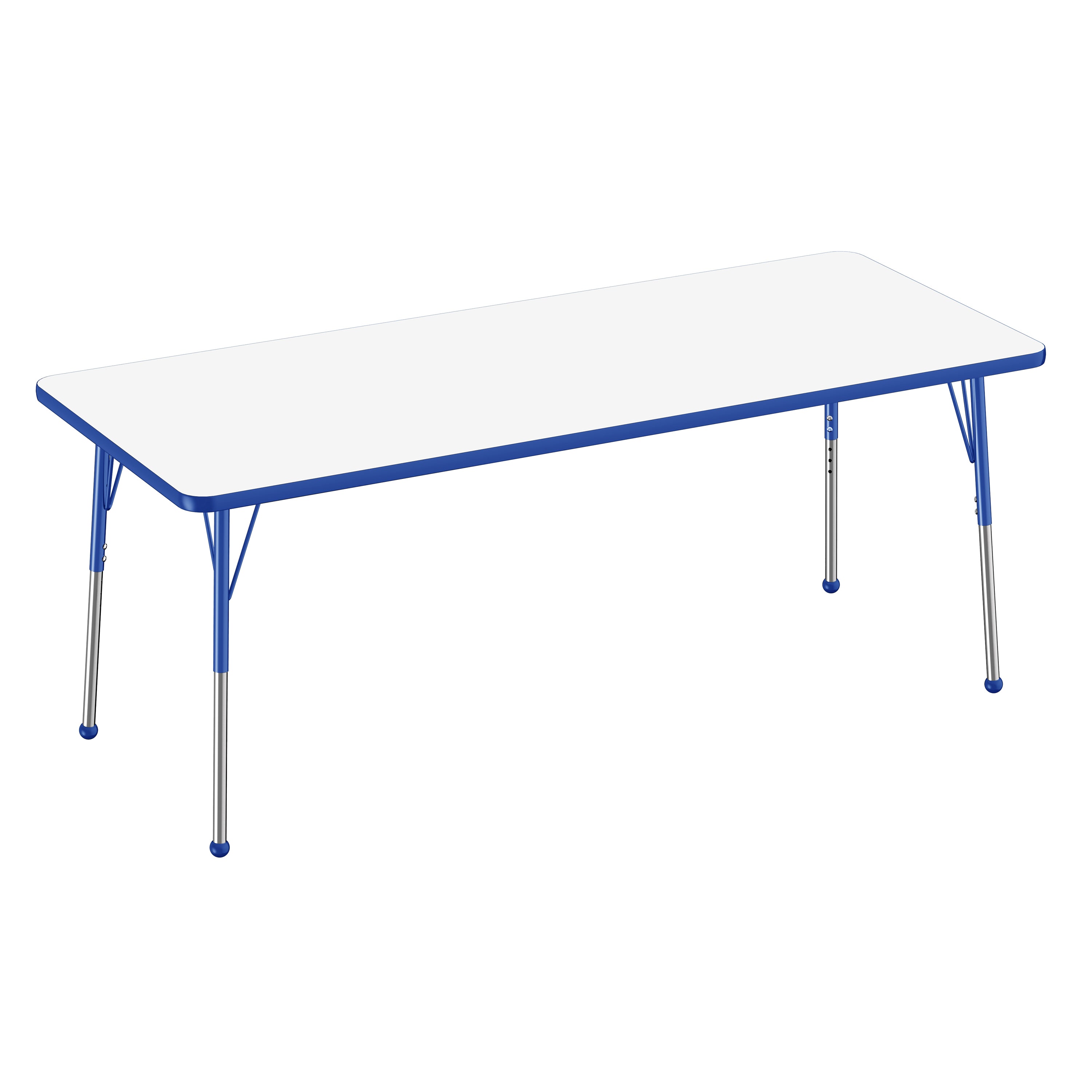 30" x 72" Rectangle Dry-Erase Activity Table with Adjustable Standard Ball Glide Legs - Whiteboard/Blue