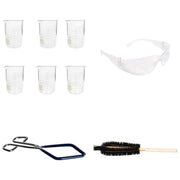 Beaker Starter Kit - Includes 6 Packs of 1000ml Griffin Style Beakers, Beaker Brush (330mm), Beaker Tongs with Plastisol-Coated Jaws, & Safety Glasses