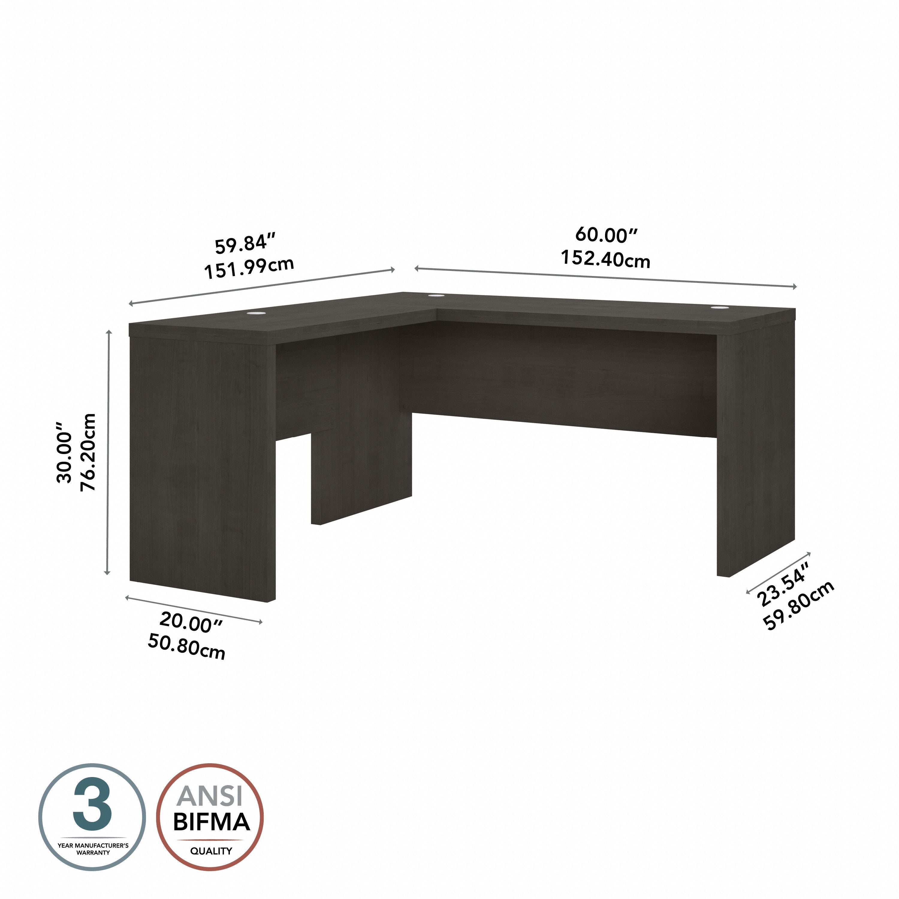 Bush Business Furniture Echo L Shaped Desk in Charcoal Maple - 60" Width x 59.84" Depth x 30" Height