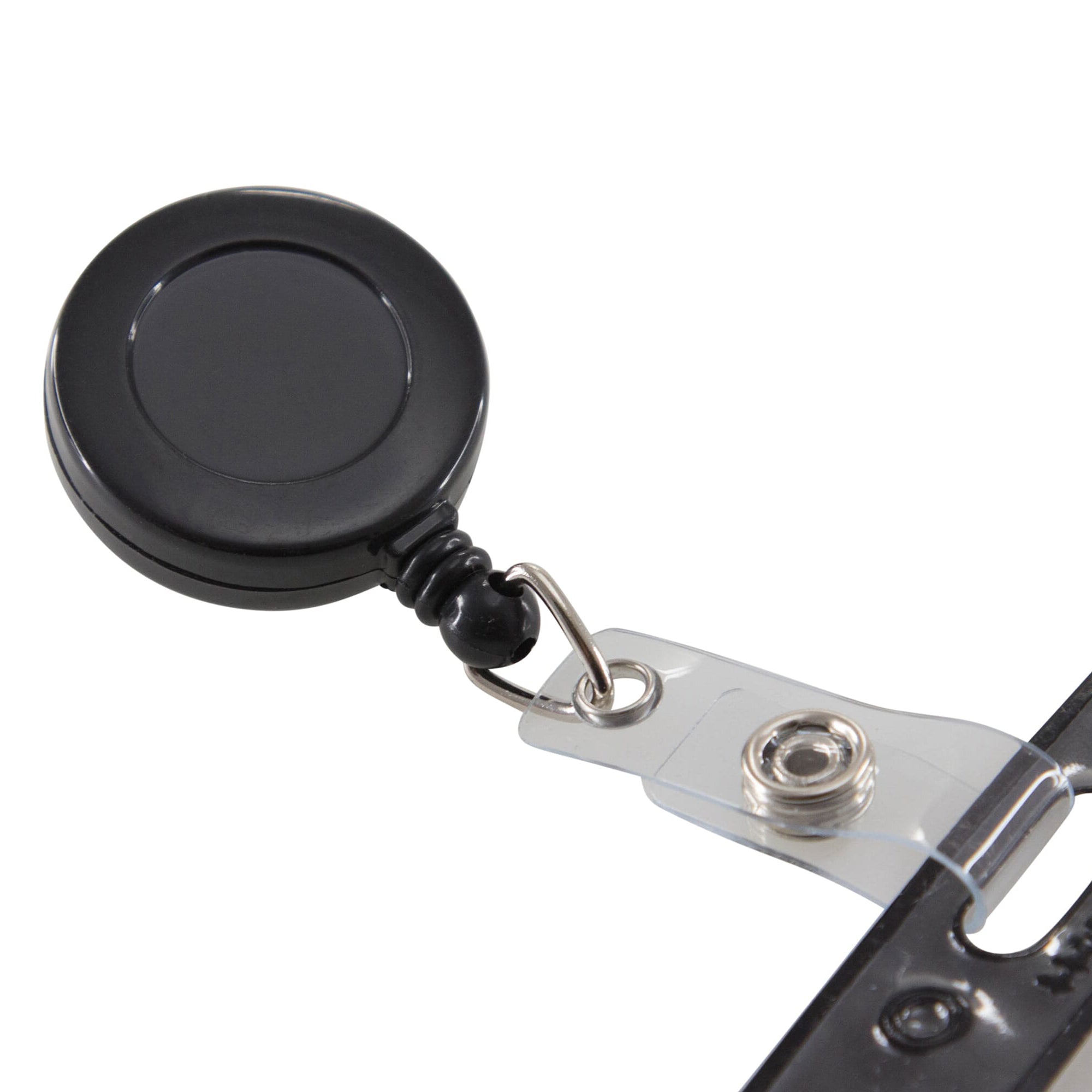 Standard Round ID Badge Reel with Swivel Spring Clip, Black