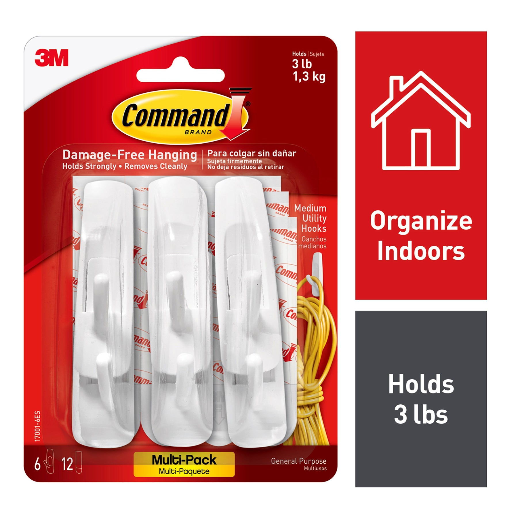 Command™ Medium Utility Hooks Multi-Pack, 6 Count