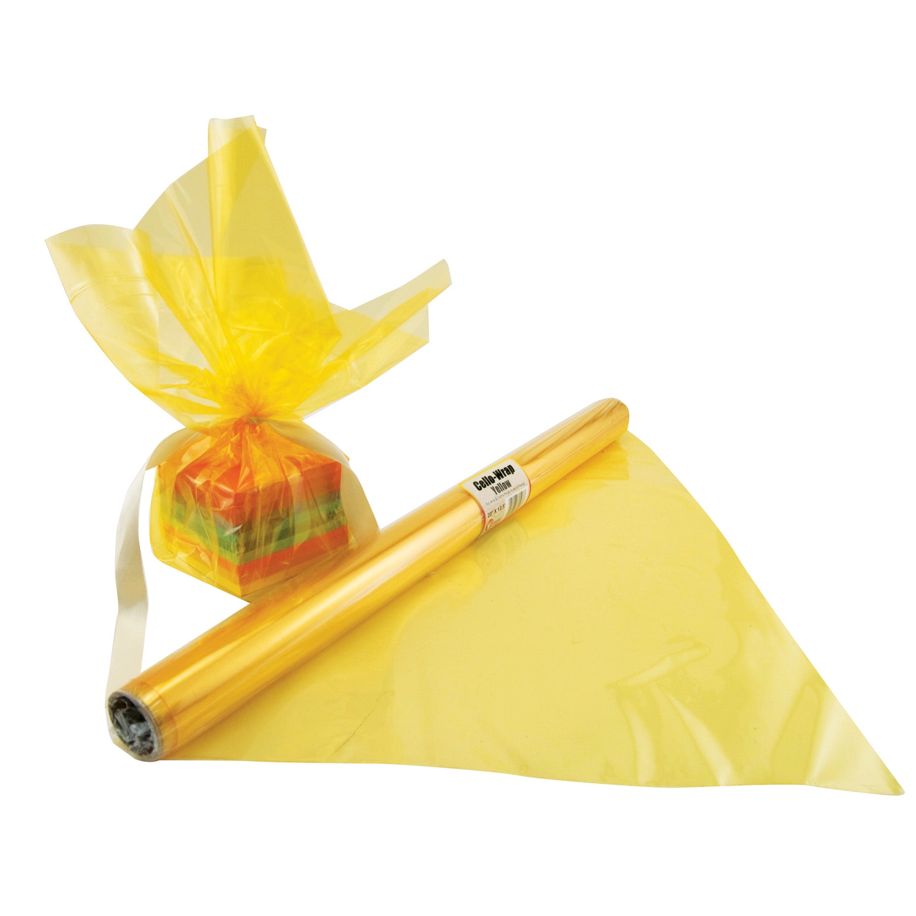 Cello-Wrap Rolls - 1 roll, 20"x12.5' - Yellow (Amber)