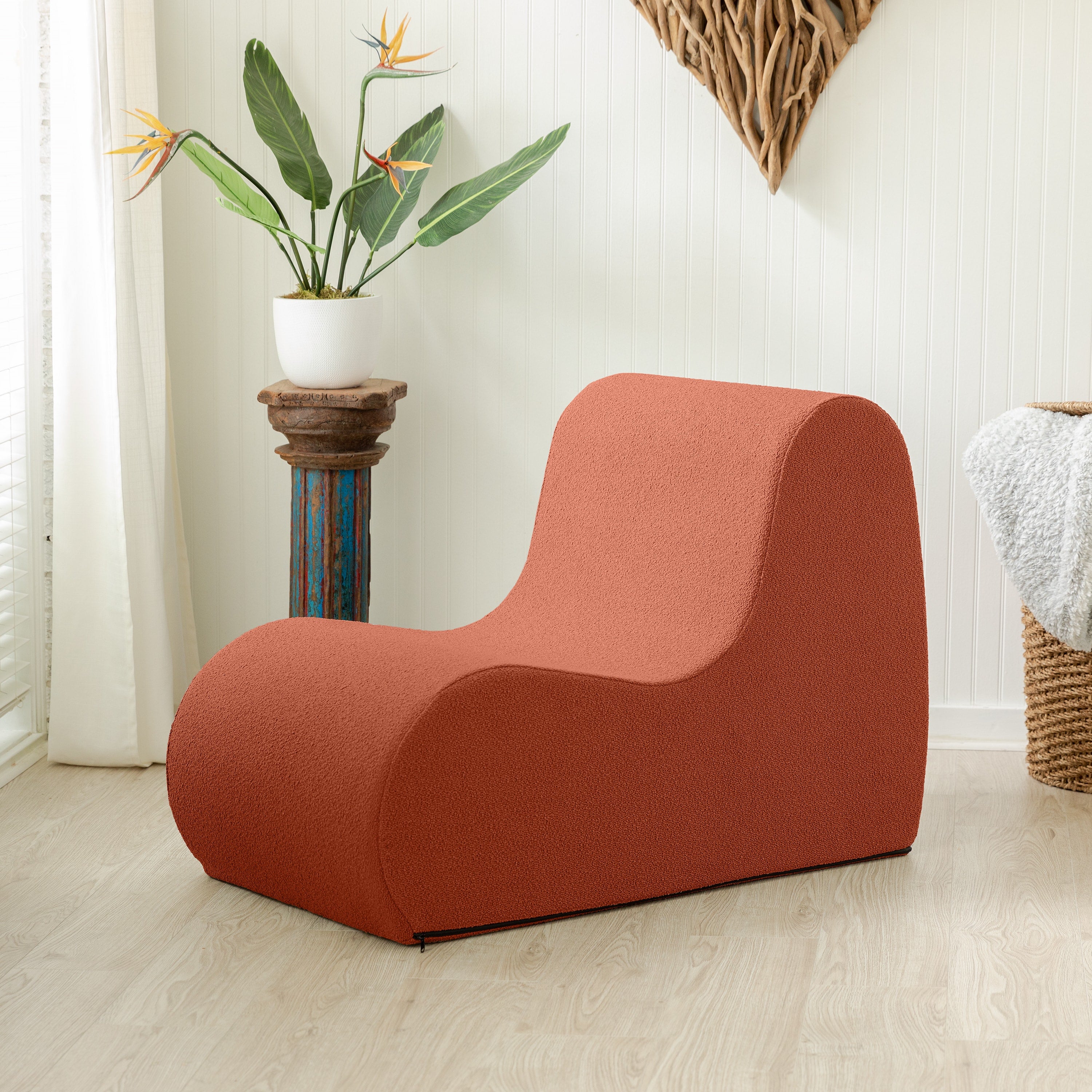 Jaxx Uptown Modern Armless Accent Chair, Boucle Terra Cotta