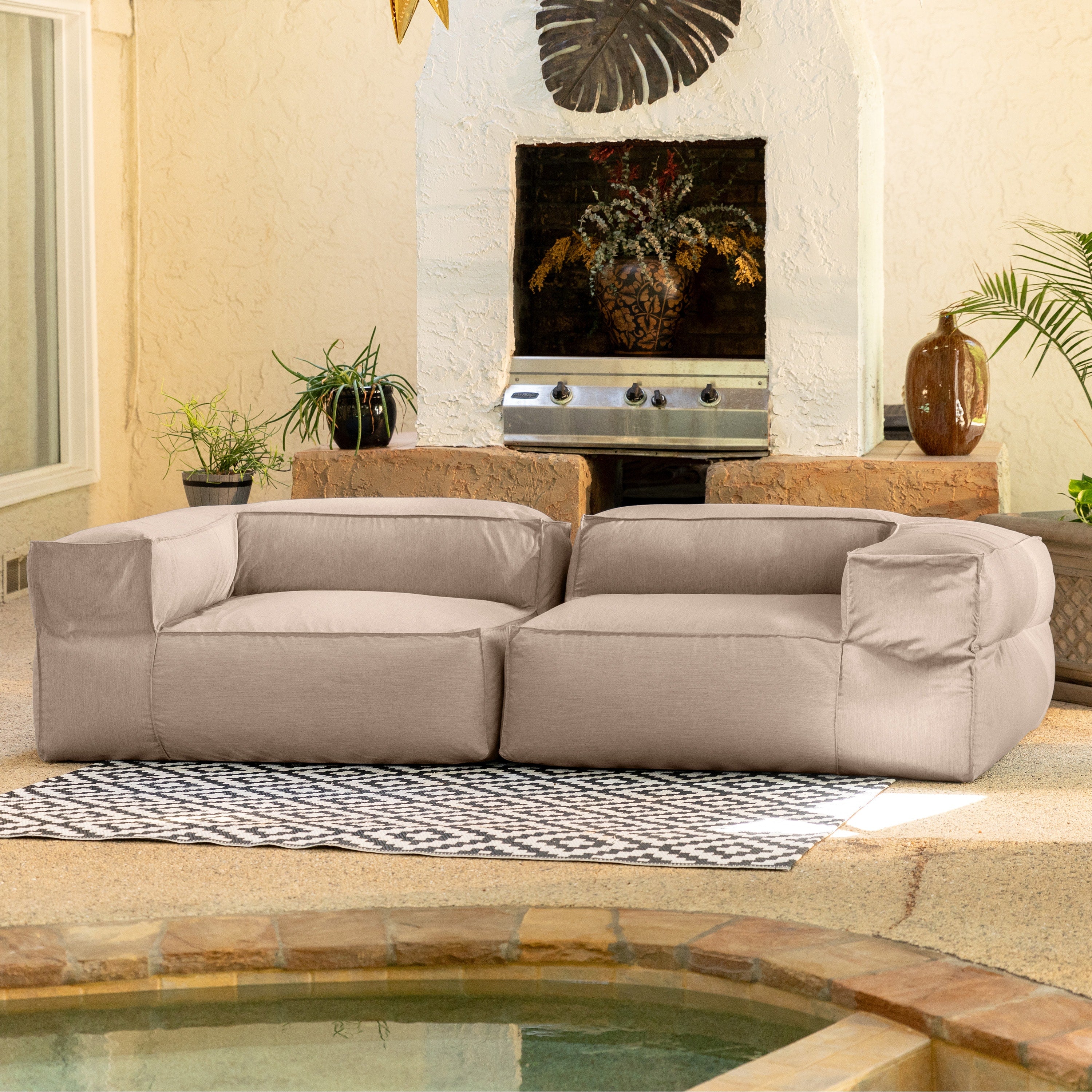 Baya Outdoor Modular Loveseat - Luxurious Soft Seating for Poolside or Hospitality, Petal