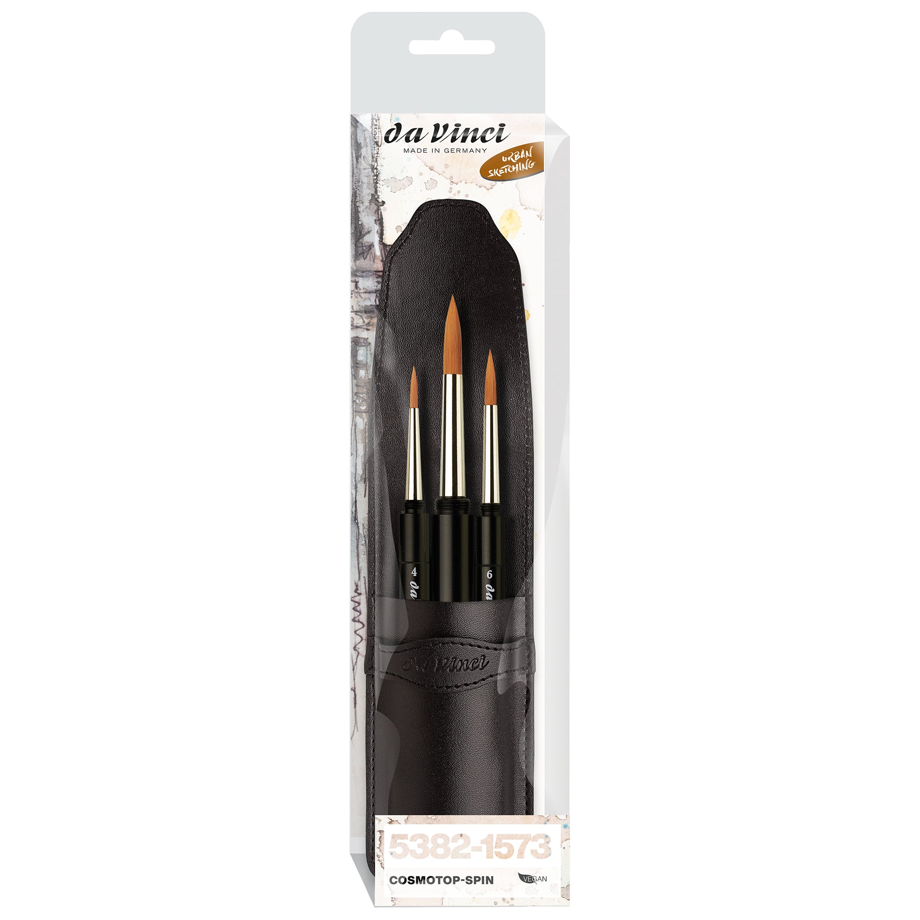 COSMOTOP-SPIN Pocket Travel Brush, Synthetic, Watercolor, Round, Series 1573, 3 Brush Set