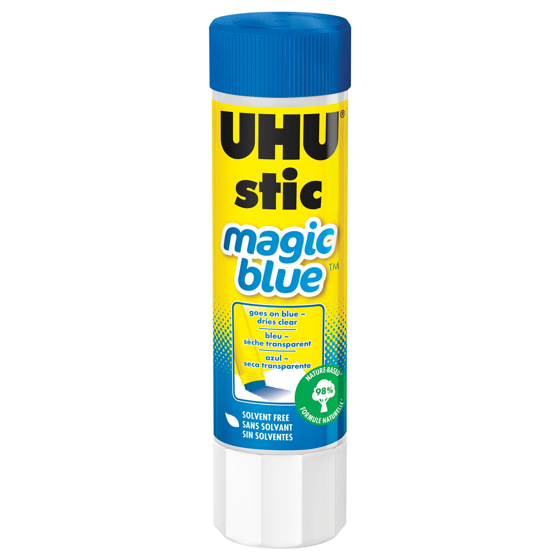 UHU Stic Magic Blue Glue Stick, Dries Clear, 8.2 g, Pack of 24