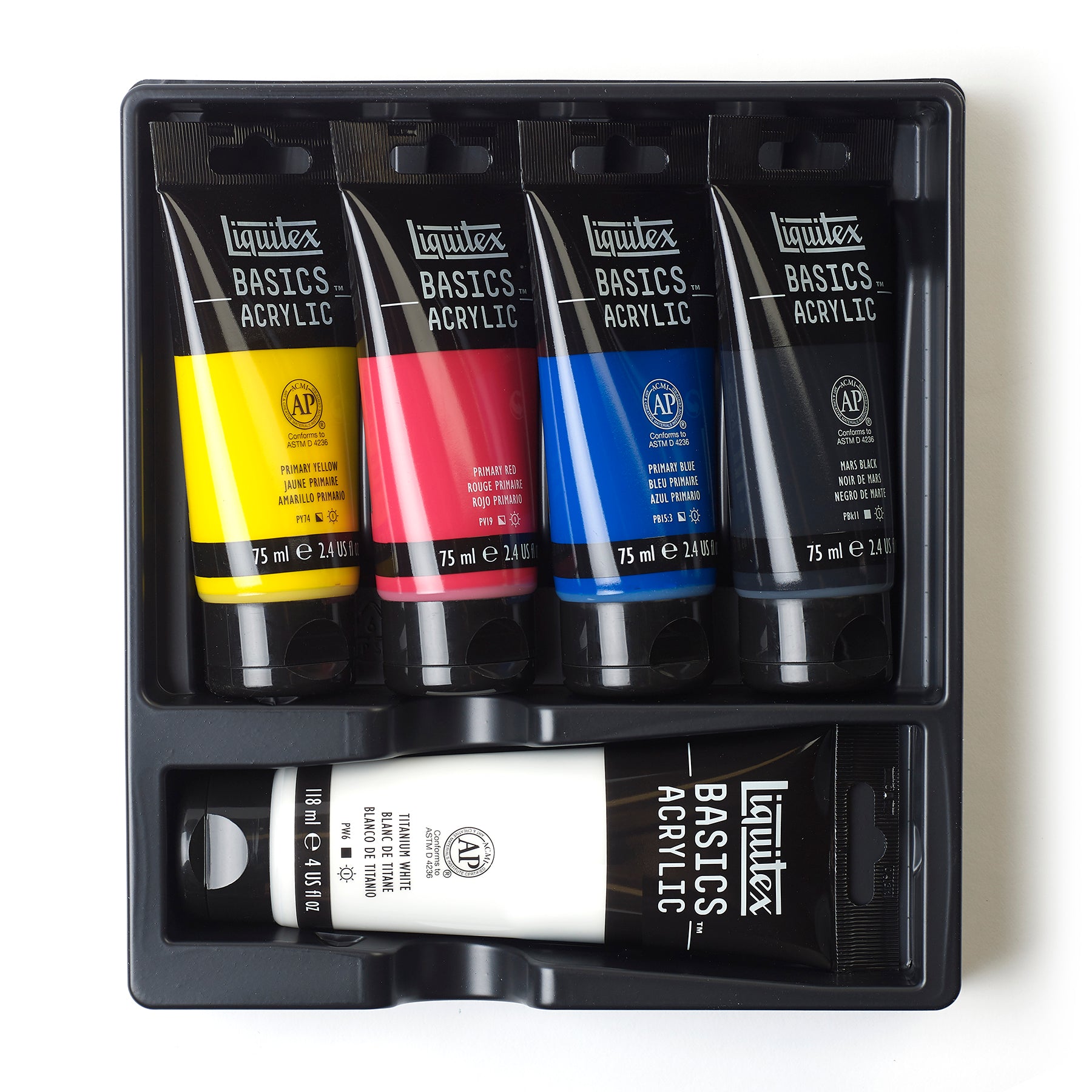 LQ BASICS Acrylic Color 4 x 75ml / 1 x 118ml Essentials Set