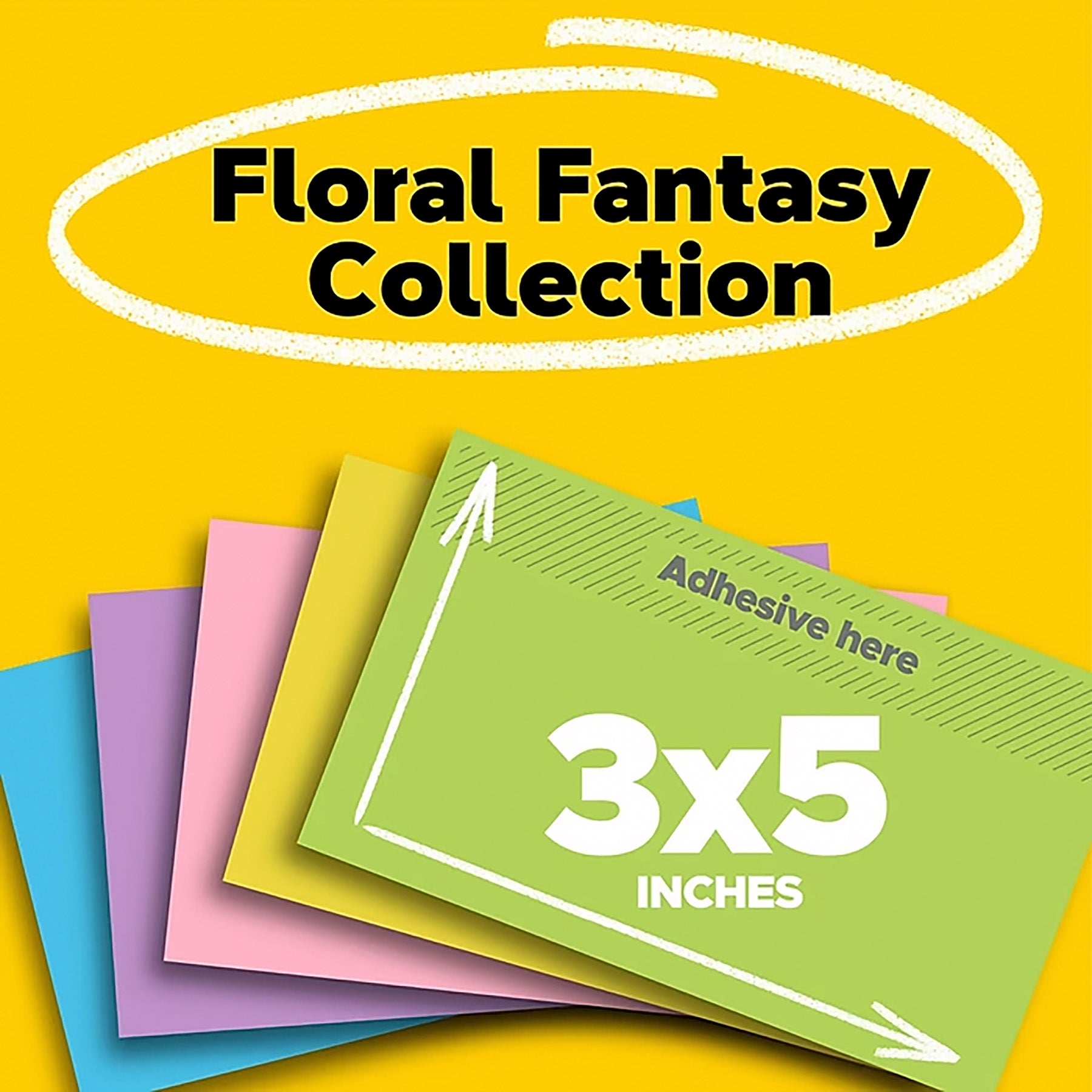 Notes, 3 in x 5 in, Floral Fantasy, 5 Pads