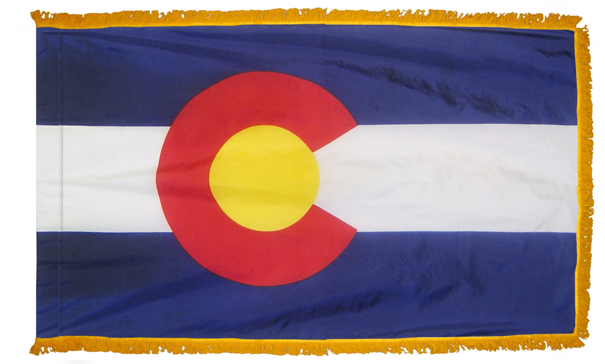 Colorado State Flag 3x5 ft. Nylon with Pole Sleeve and Gold Fringe for Parades, and Indoor Display