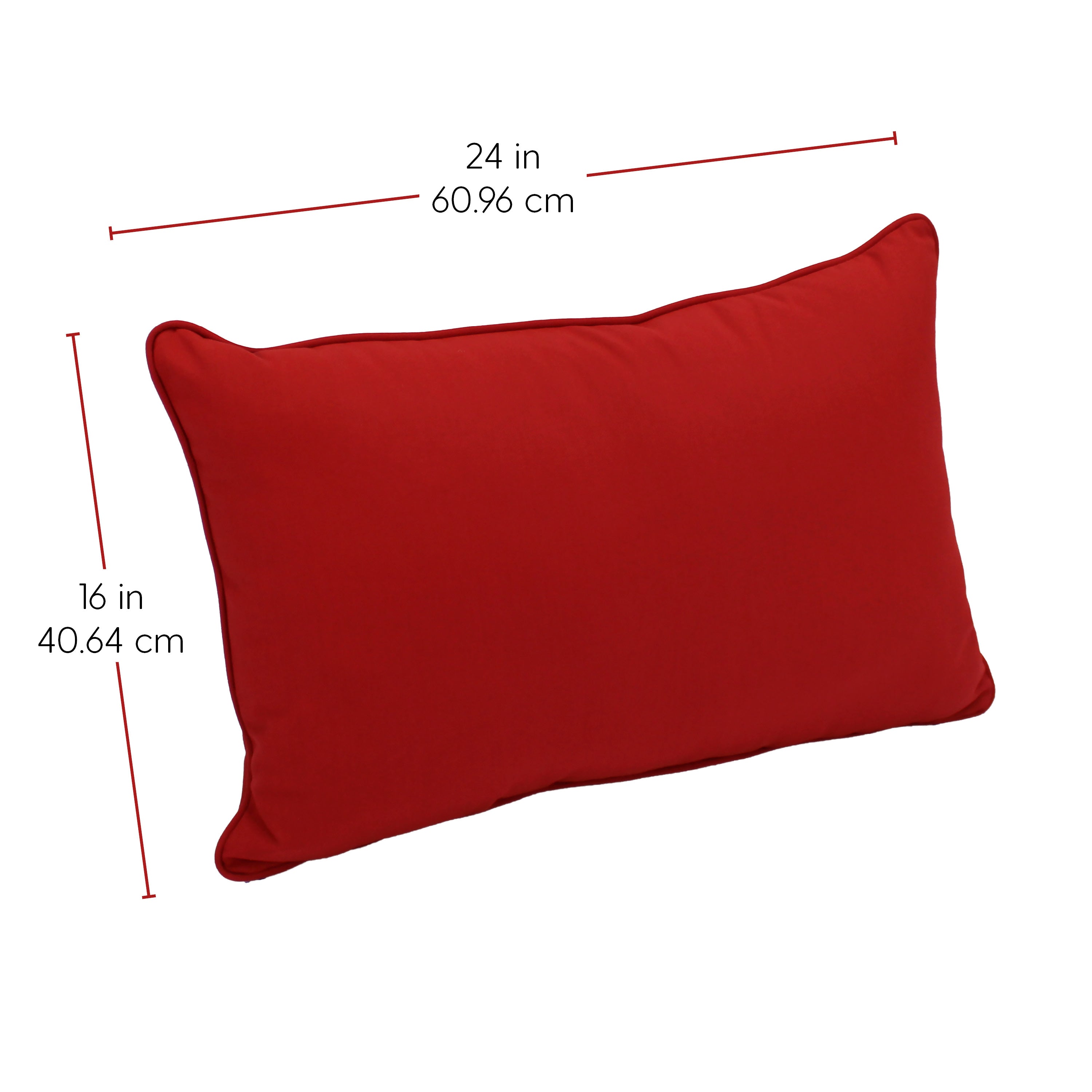 Presidio 16" x 24" Lumbar Indoor/Outdoor Pillow with Piping, 2-Piece - Red