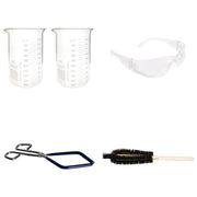 Beaker Starter Kit - Includes 2 Packs of 2000ml Griffin Style Beakers, Beaker Brush (330mm), Beaker Tongs with Plastisol-Coated Jaws, & Safety Glasses