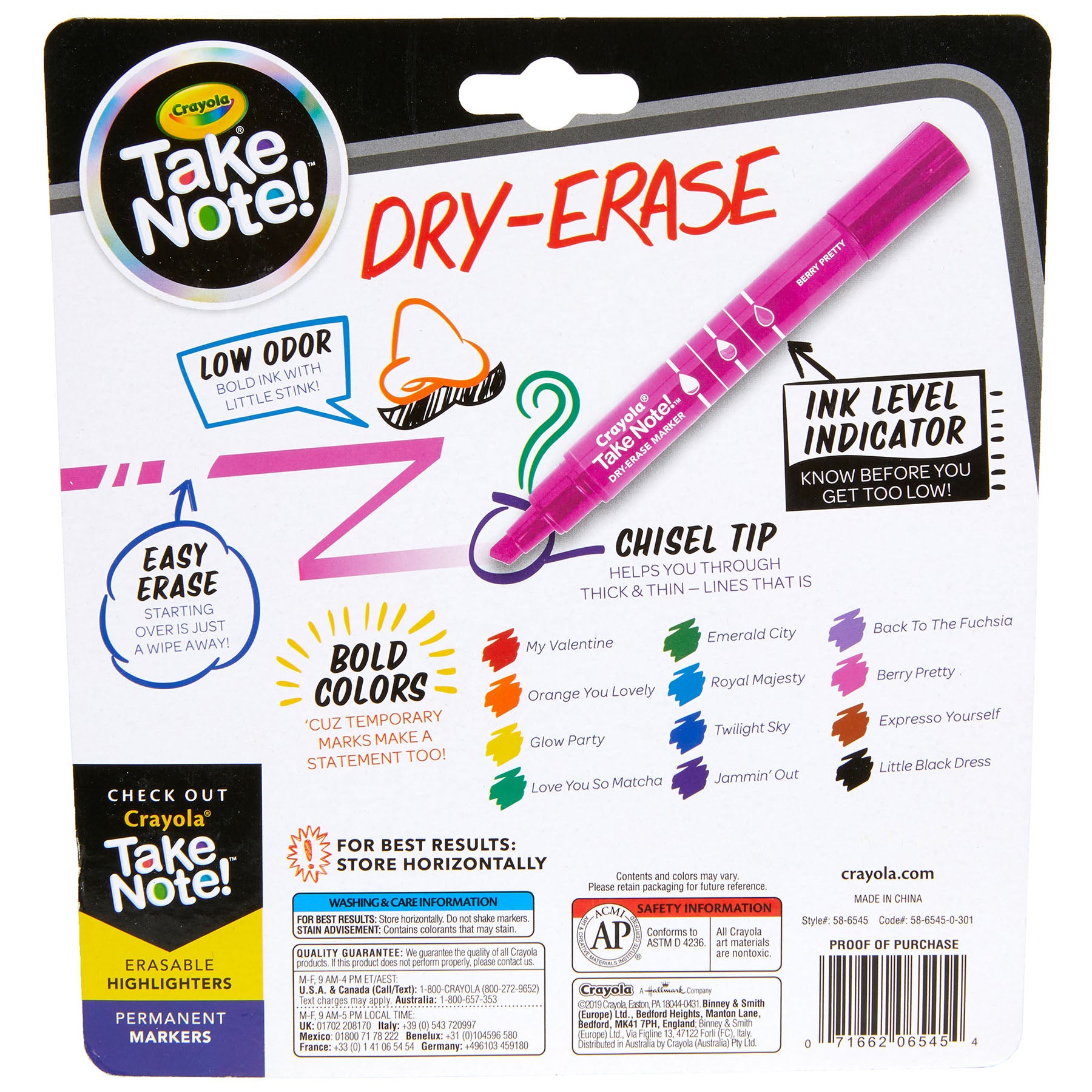 Take Note! Dry Erase Markers, Chisel Tip, 12 Count
