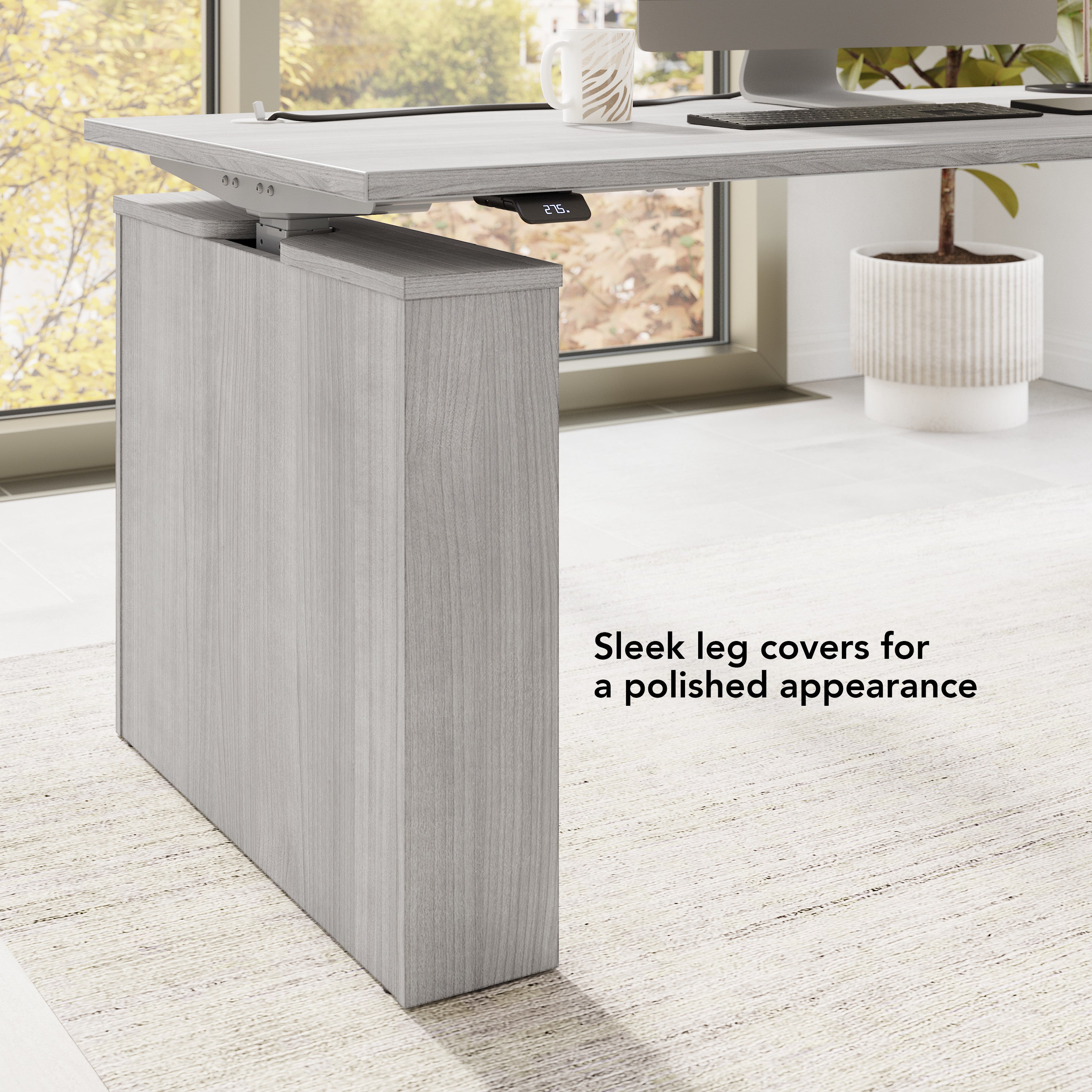 Bush Business Furniture Stratus&nbsp;60W x&nbsp;30D Electric Height Adjustable Standing Desk in Platinum Gray with Metallic Gray Base - 59.45" Width x 29.37" Depth x 27.44" Height