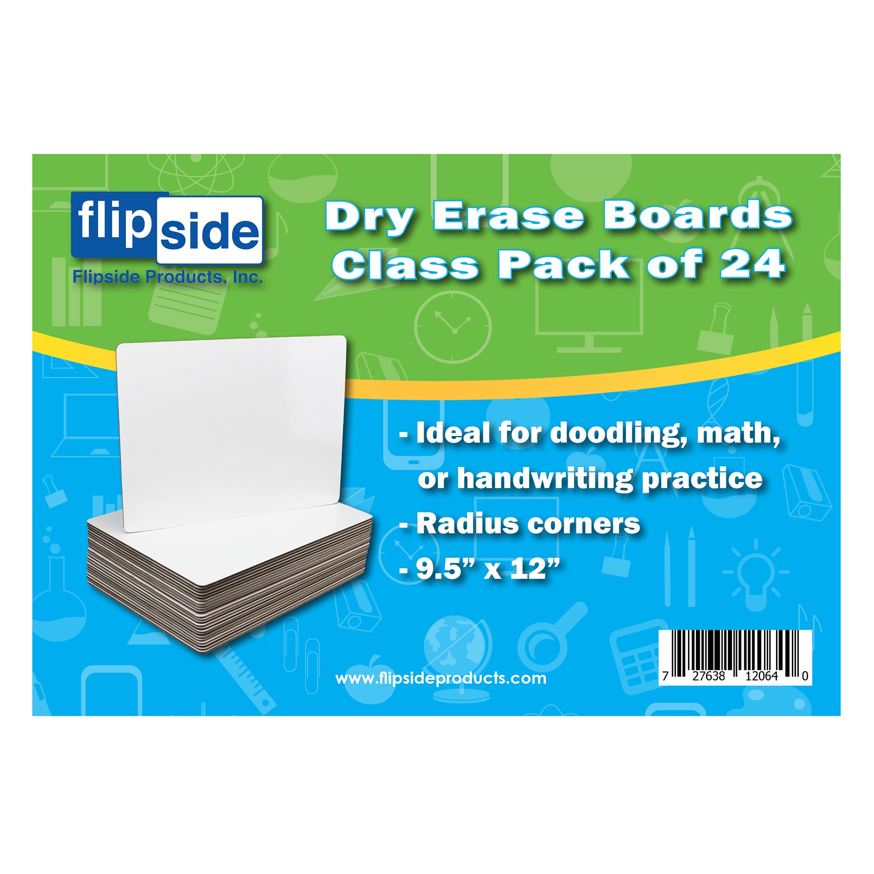 Single-Sided White Dry Erase Boards, 9.5" x 12", Pack of 24